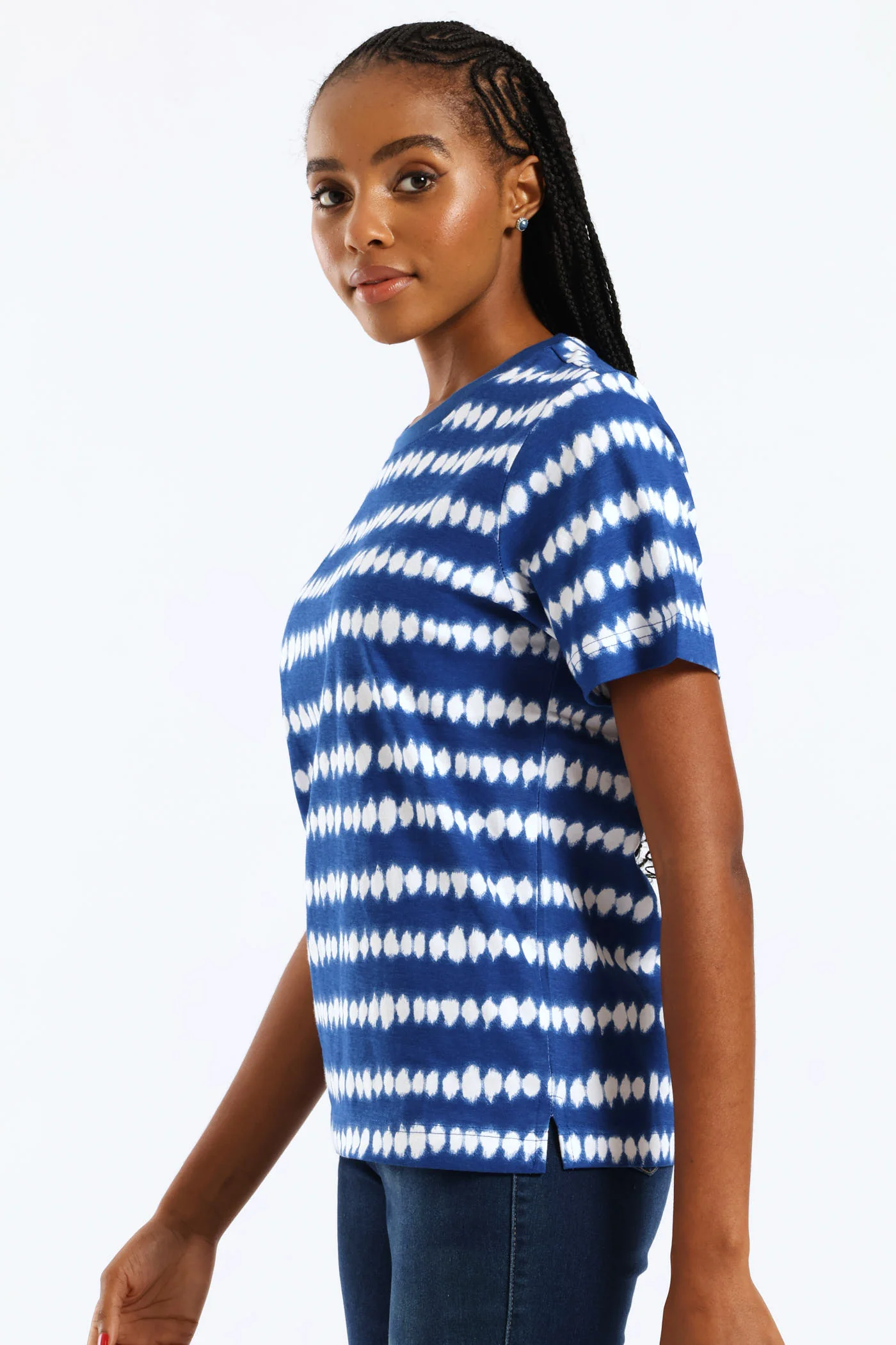 Tie Dye Print Boxy Tee - Cobalt - Image 3
