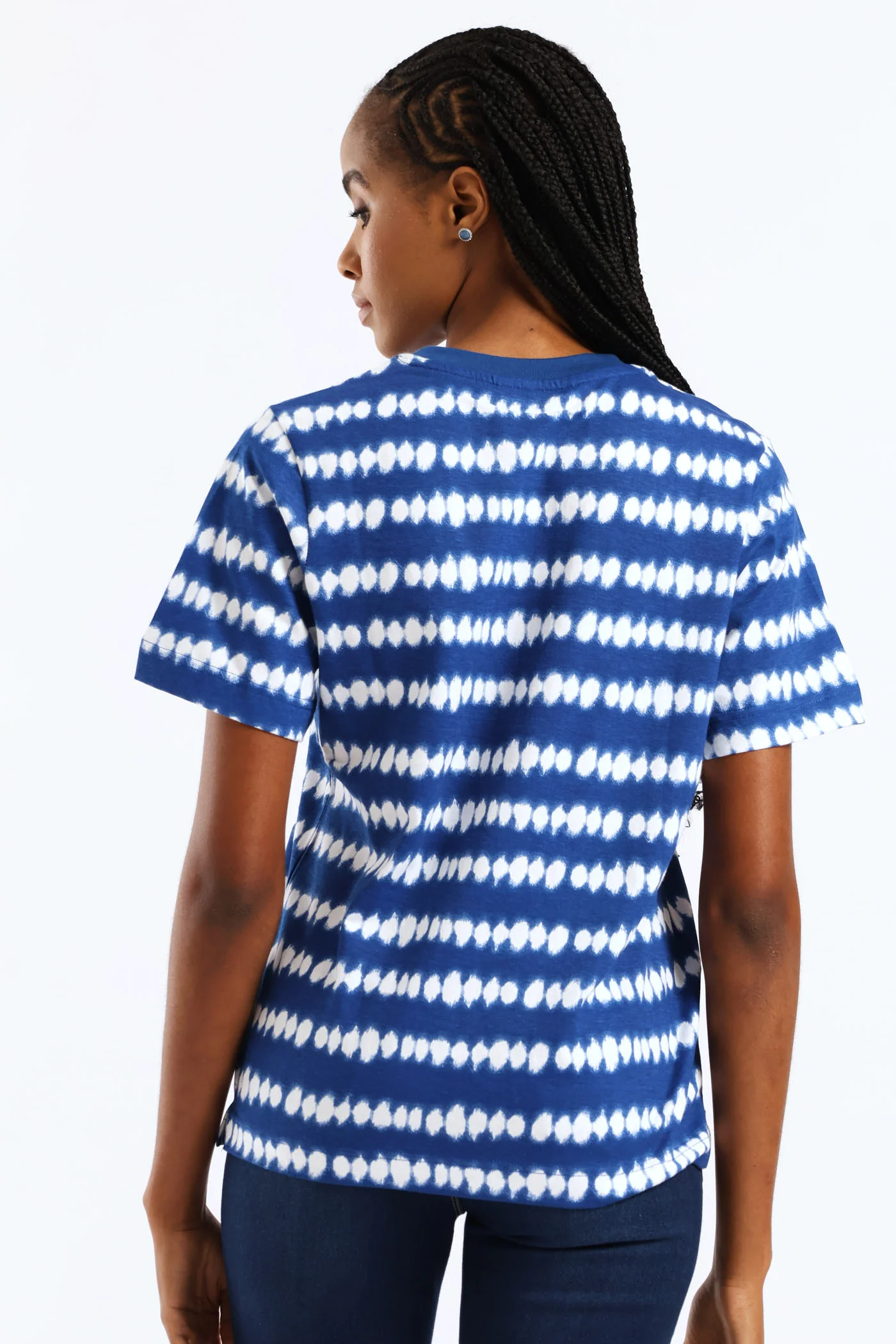 Tie Dye Print Boxy Tee - Cobalt - Image 4