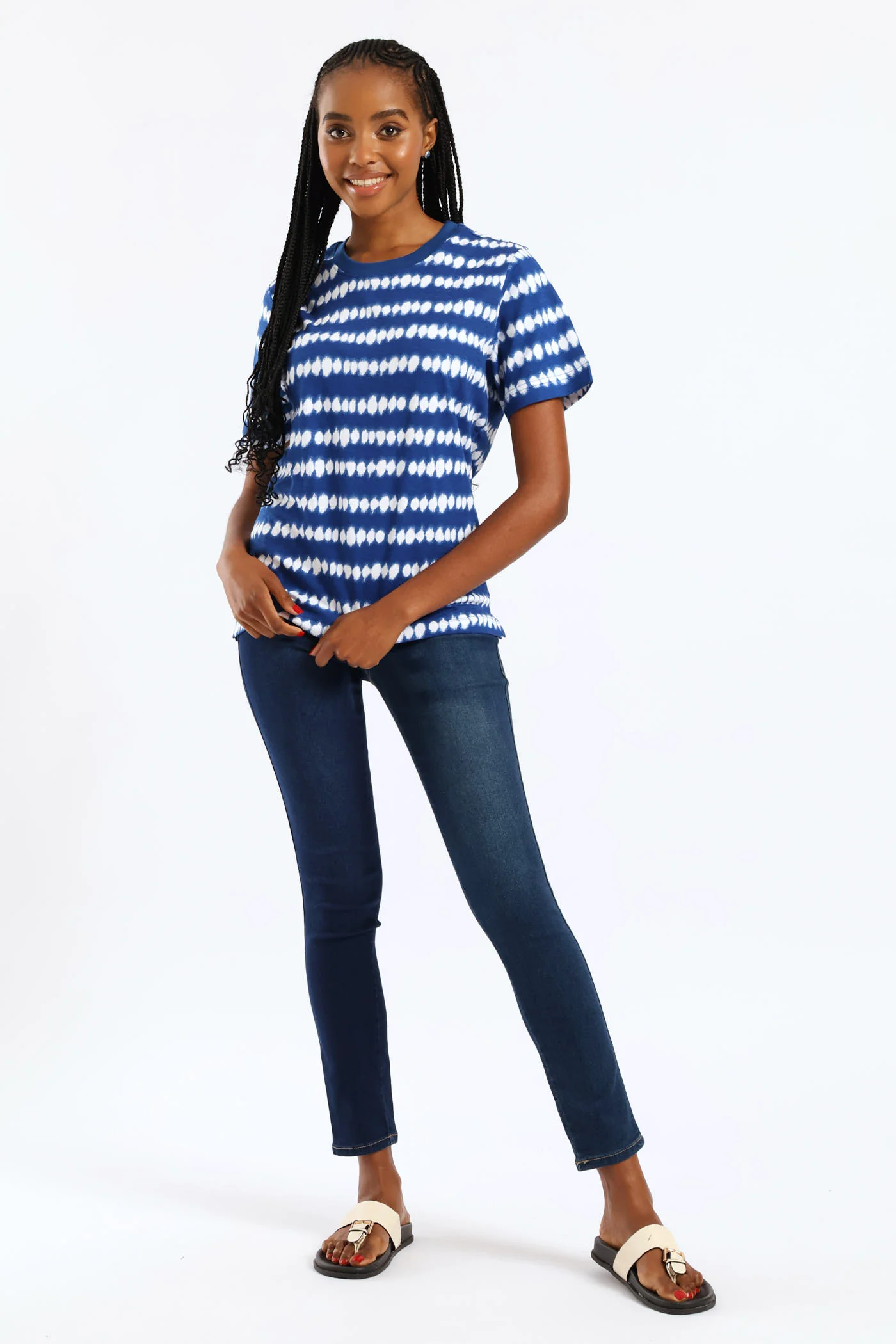 Tie Dye Print Boxy Tee - Cobalt - Image 5