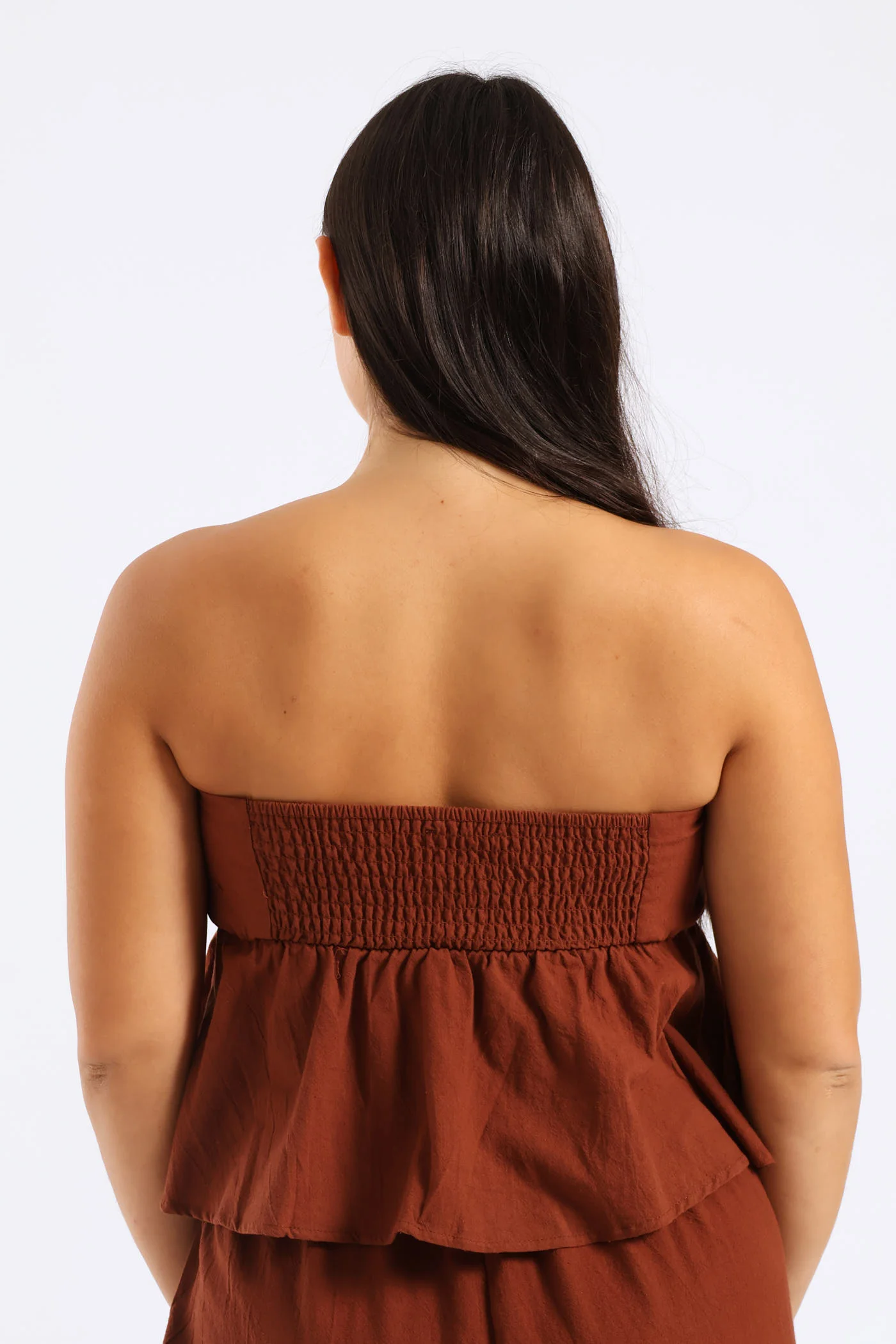 Tie Front Boobtube - Chocolate - Image 3