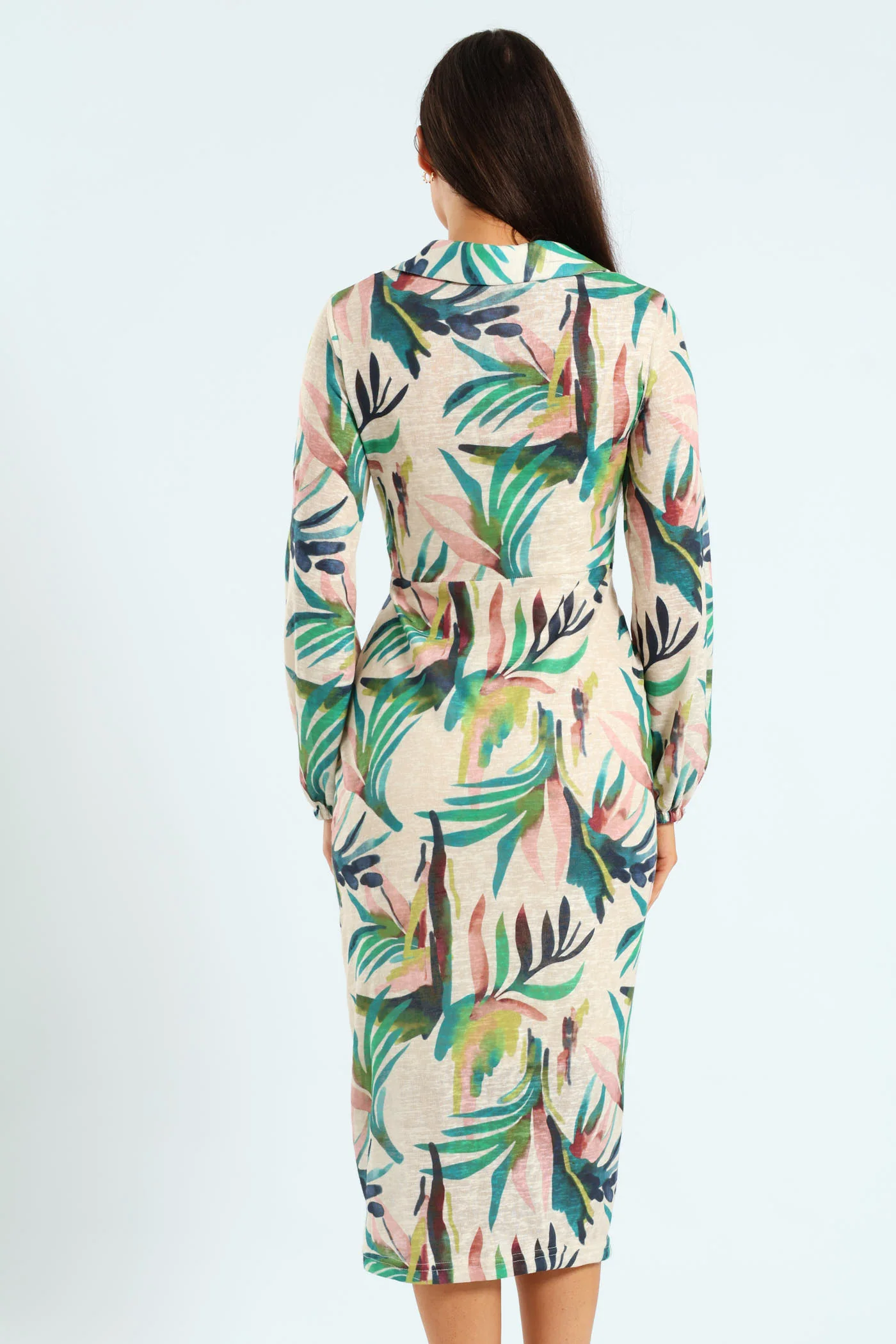 Tie Front Cut & Sew Midaxi Shirt Dress - Image 3