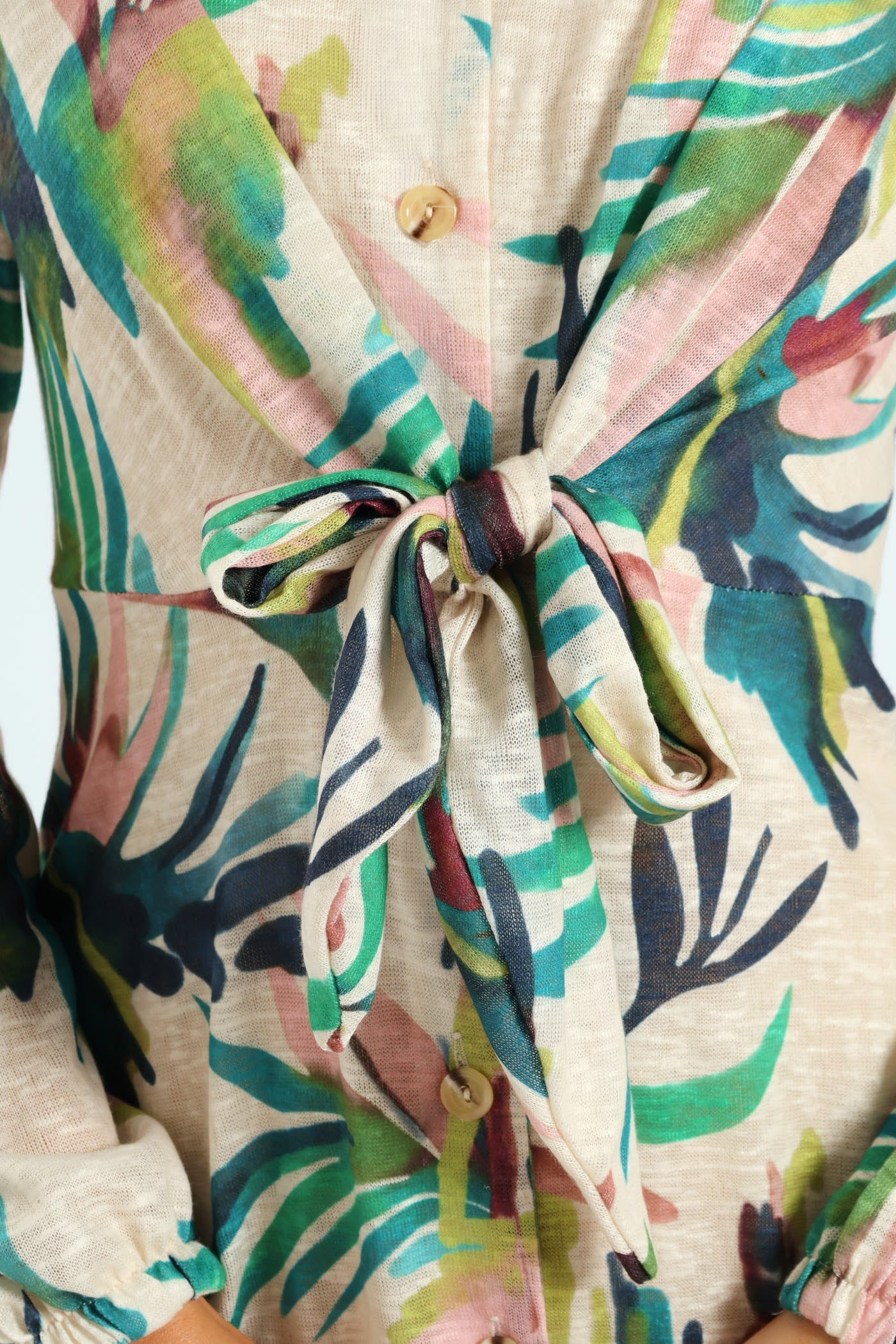 Tie Front Cut & Sew Midaxi Shirt Dress - Image 5