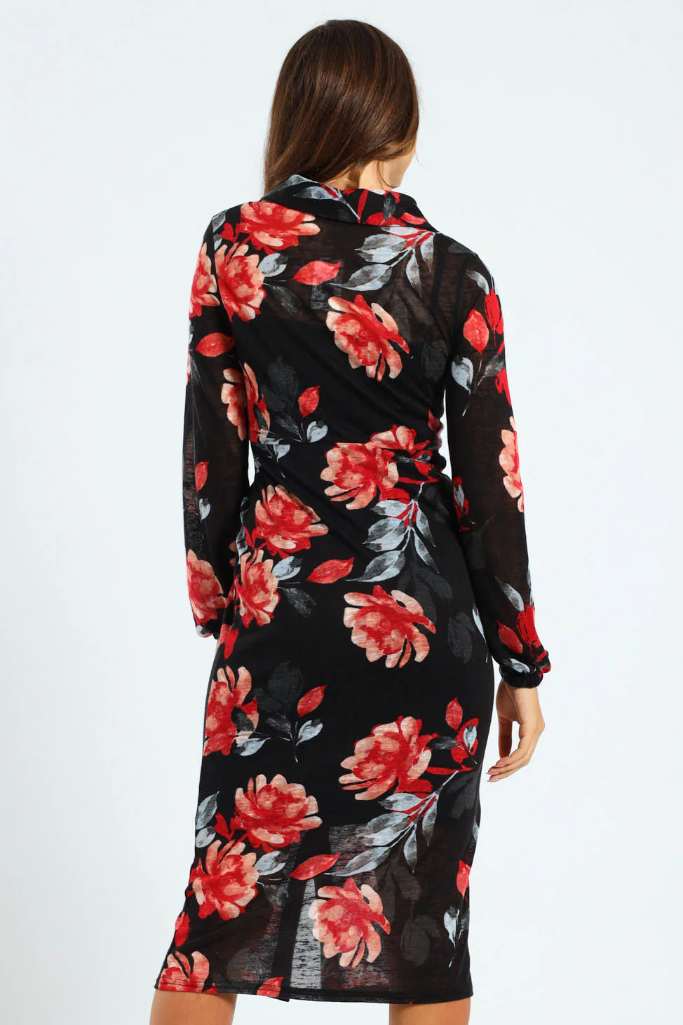 Tie Front Cut & Sew Shirt Midaxi Dress - Image 4