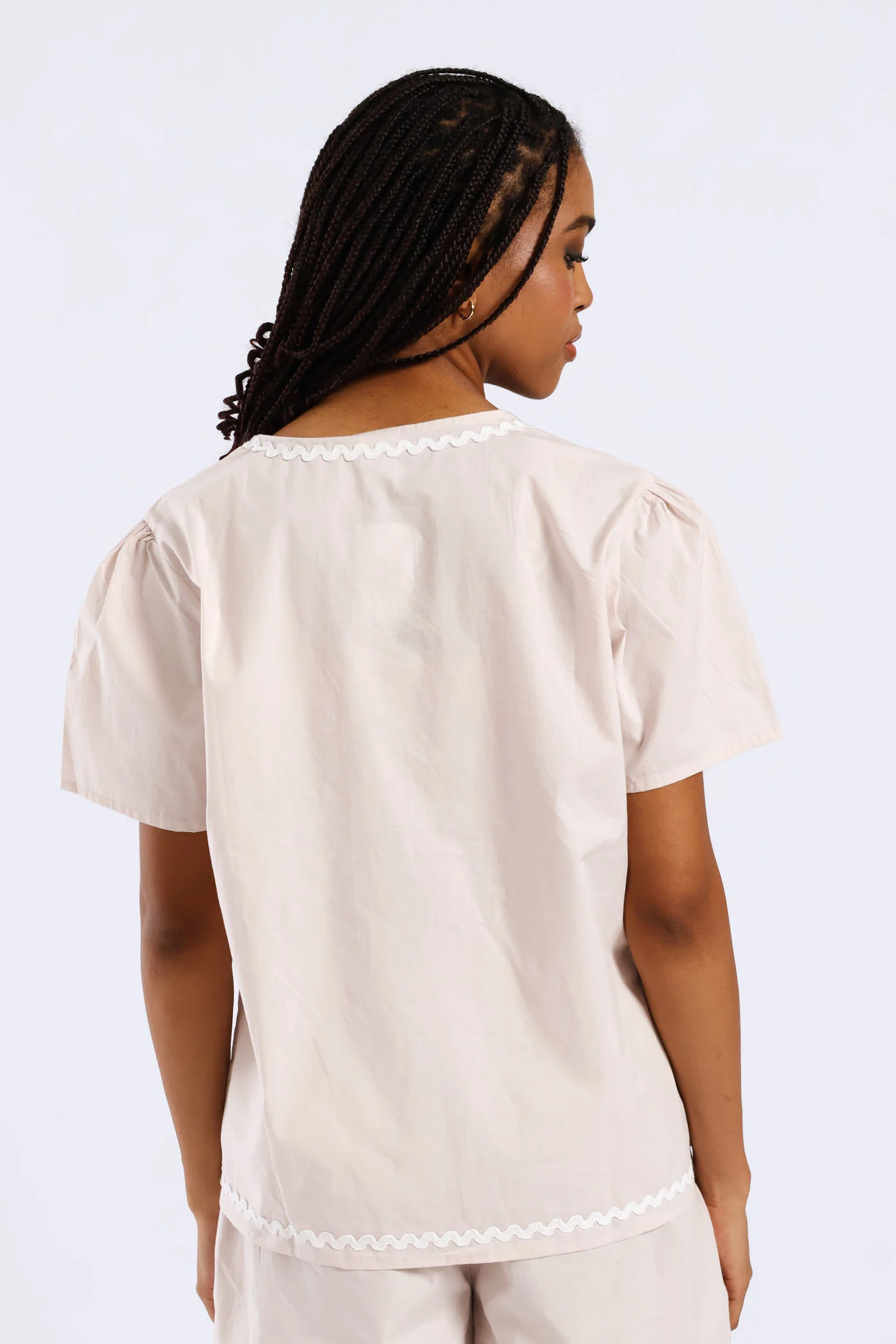 Tie Front Detail Sleep Set - Light Grey - Image 4