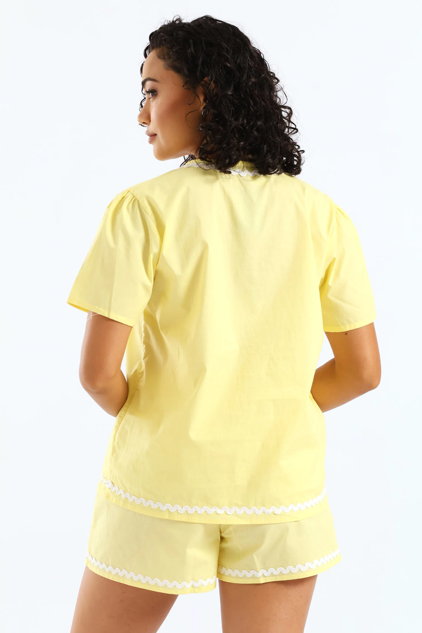 Tie Front Detail Sleep Set - Yellow - Image 4
