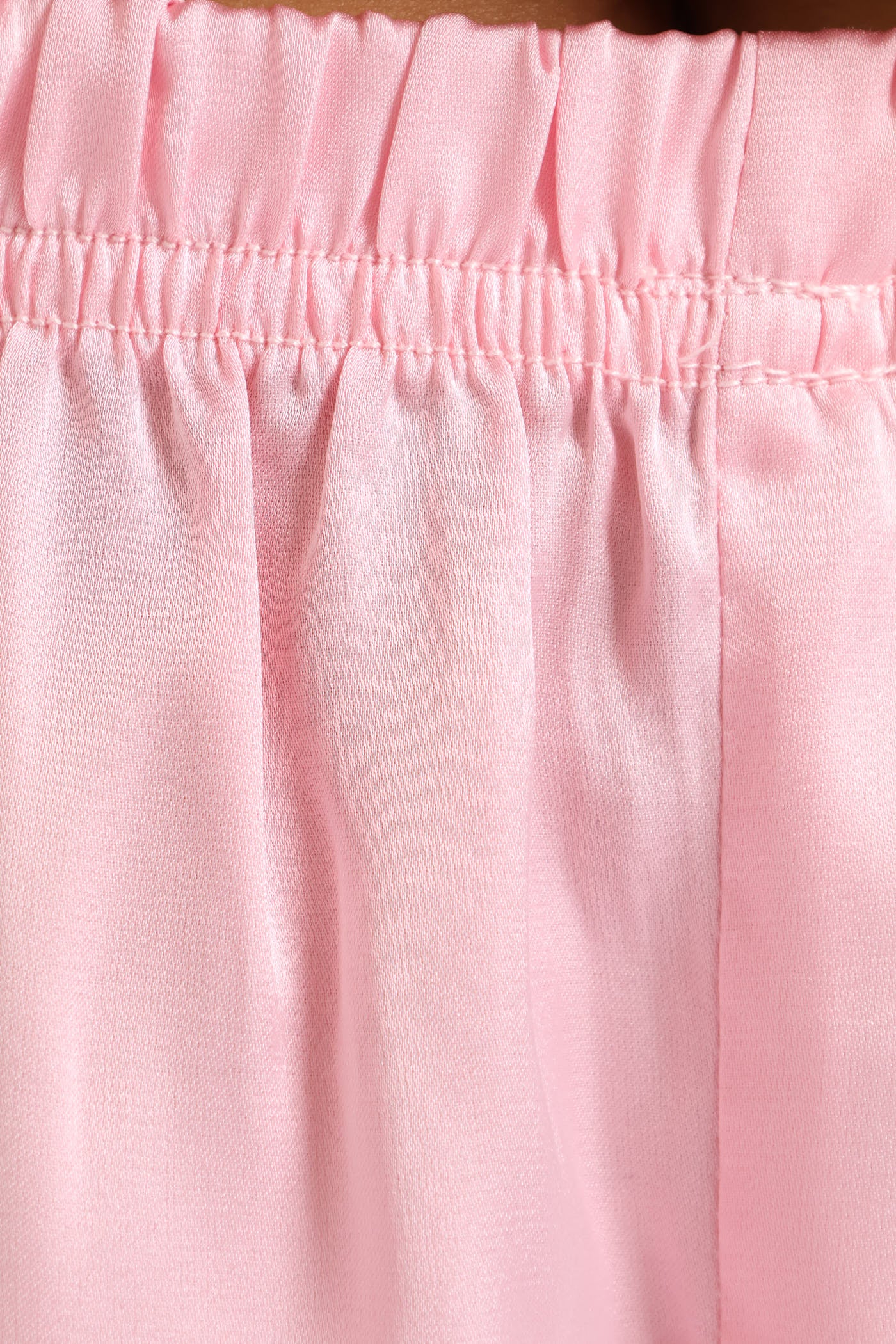Tie Front Top & Satin Short Set With Scrunchie - Pink - Image 6