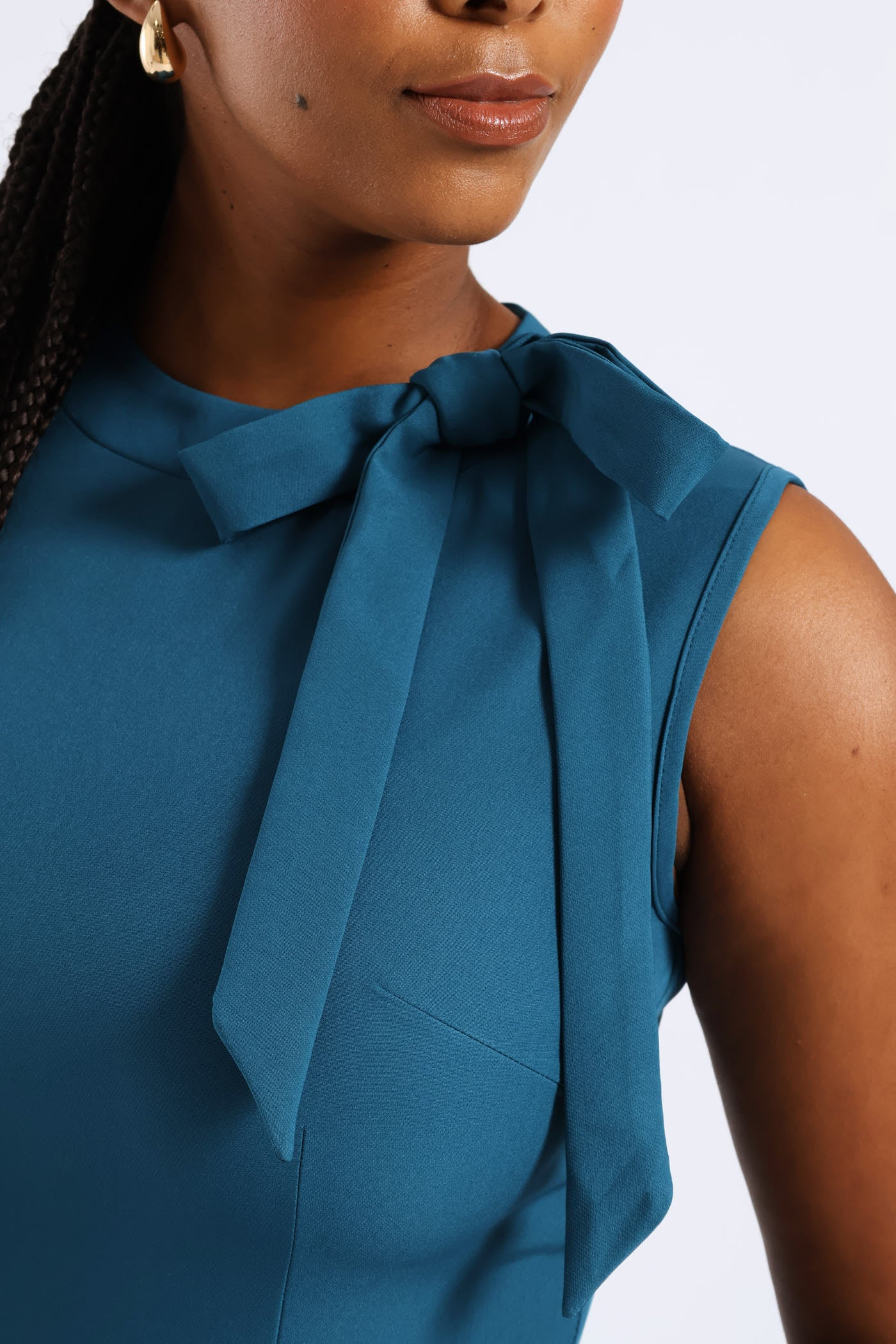Tie Neck Jumpsuit - Teal - Image 2