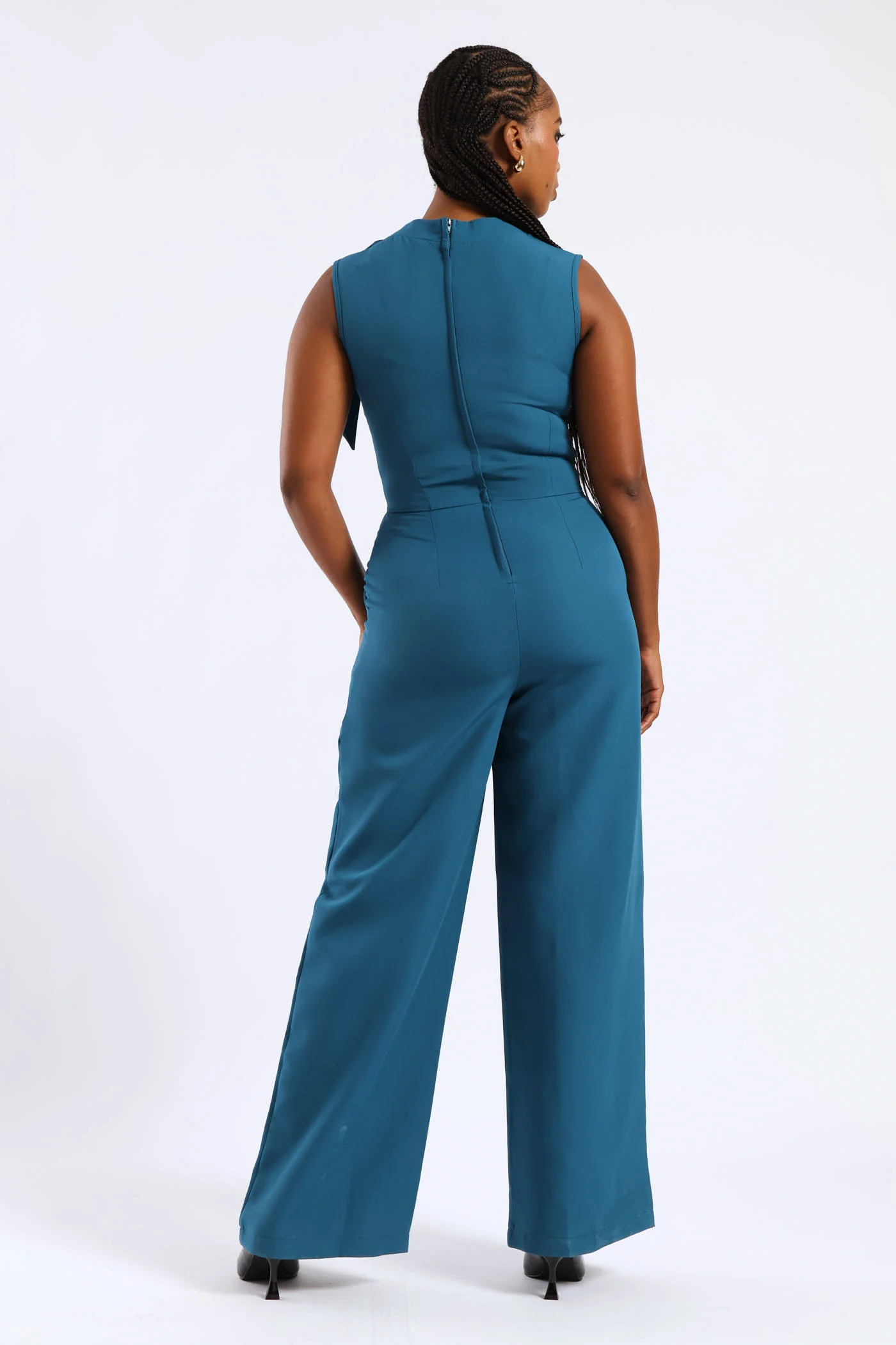 Tie Neck Jumpsuit - Teal - Image 5