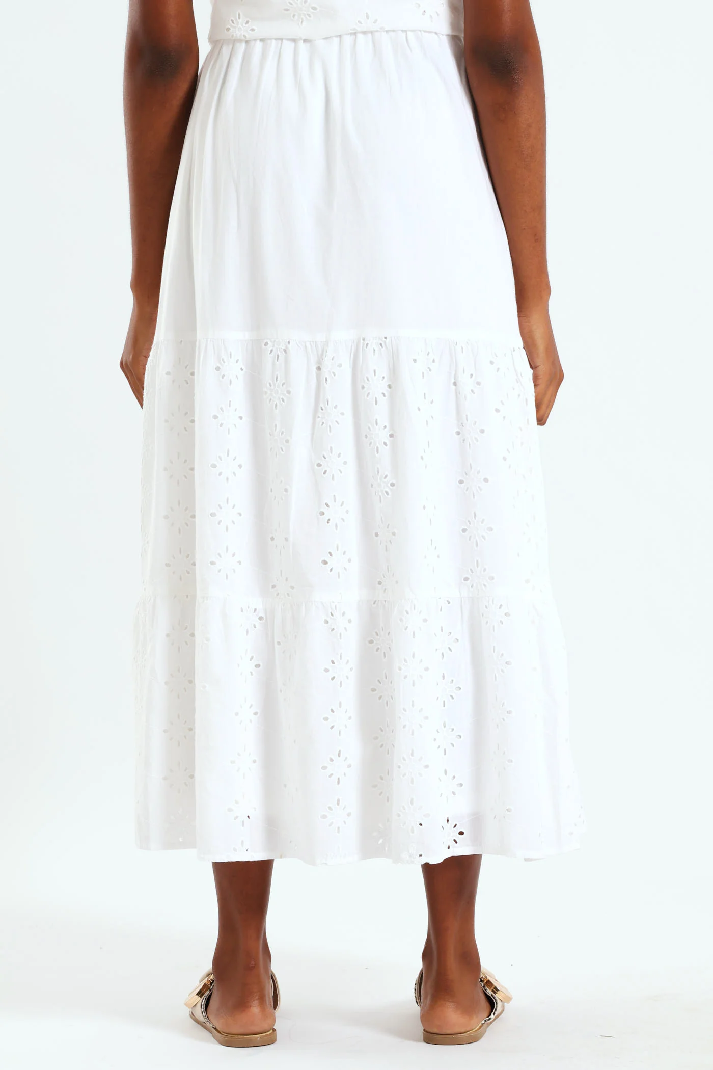 Tiered Anglaise Skirt - White - Image 3