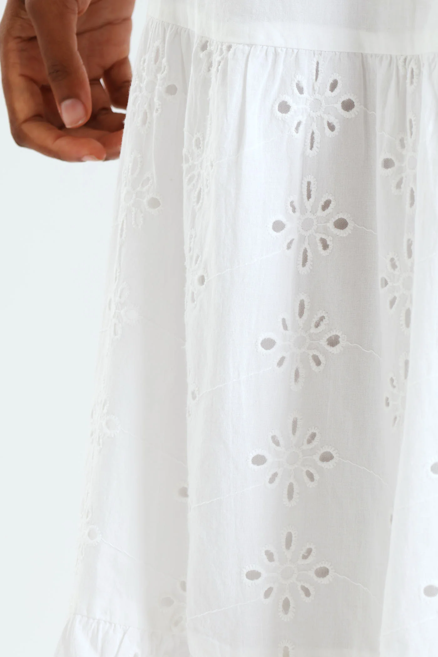 Tiered Anglaise Skirt - White - Image 4