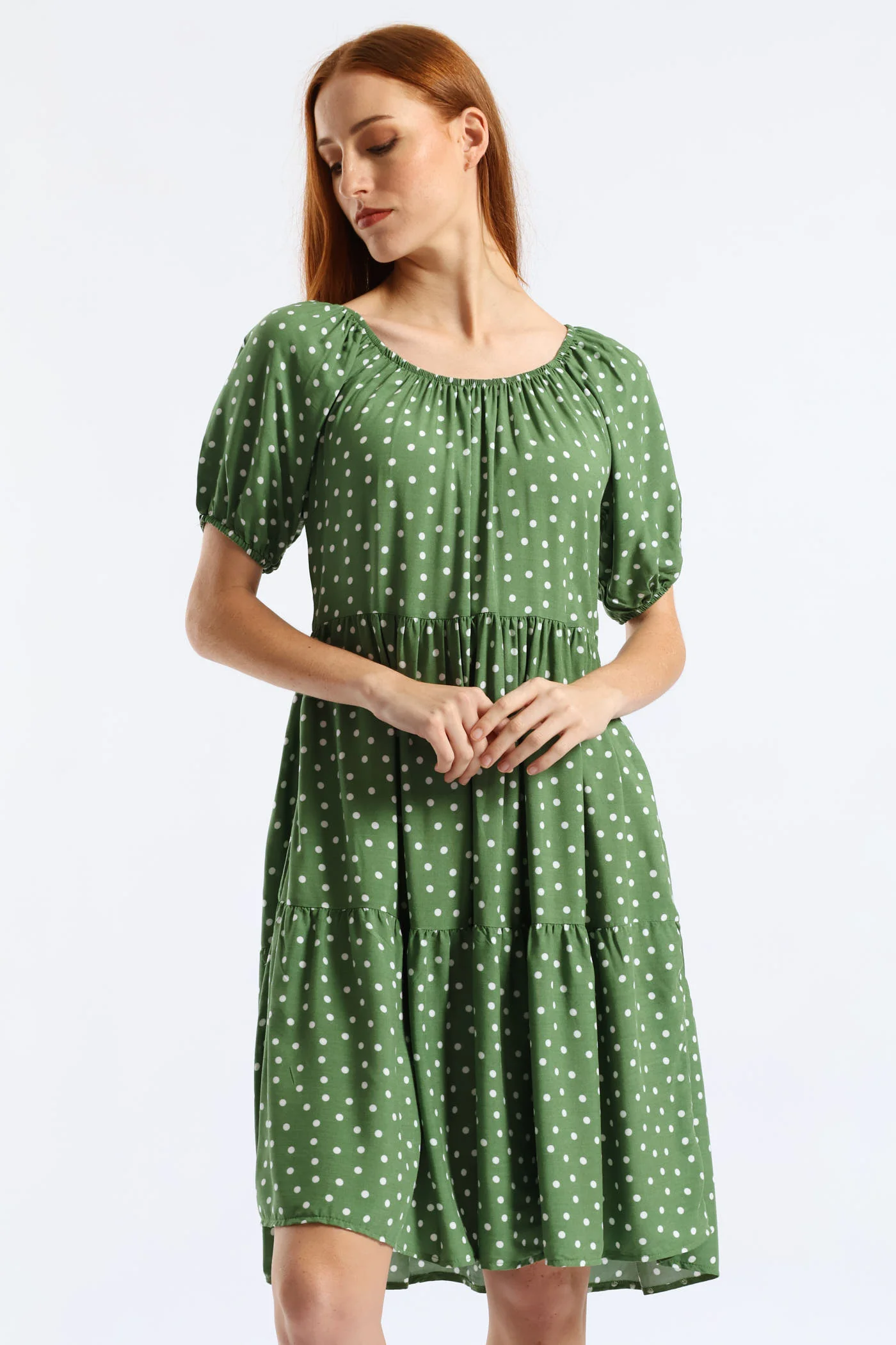 Tiered Gypsy Mini Dress - Eucalyptus Green - Image 3
