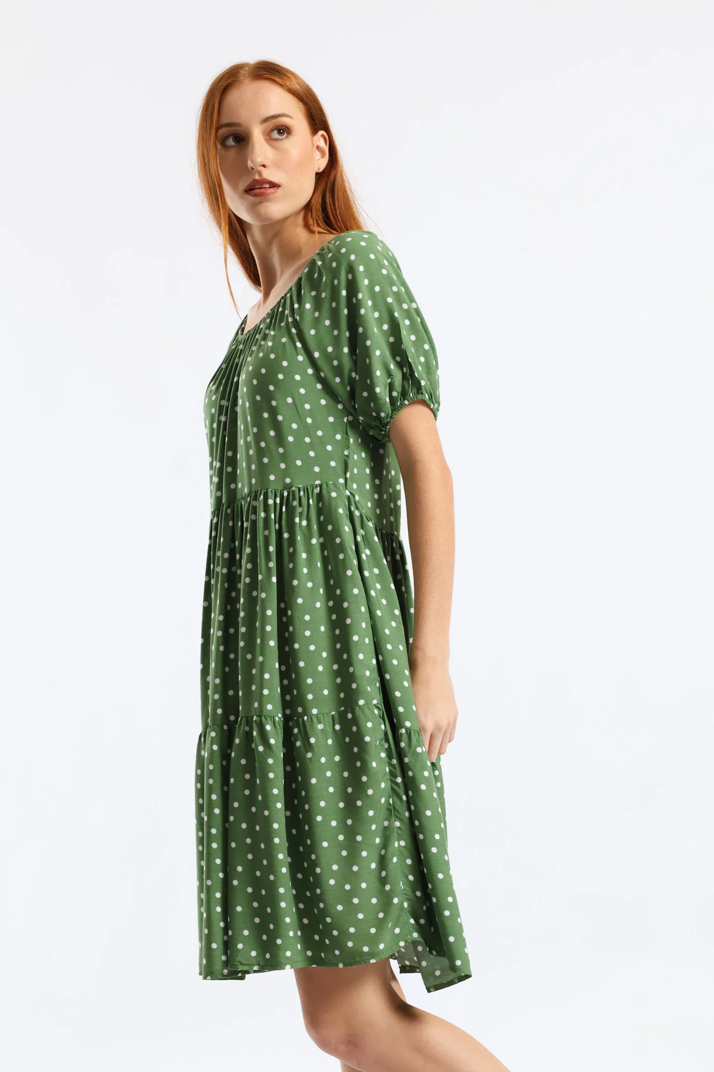 Tiered Gypsy Mini Dress - Eucalyptus Green - Image 4