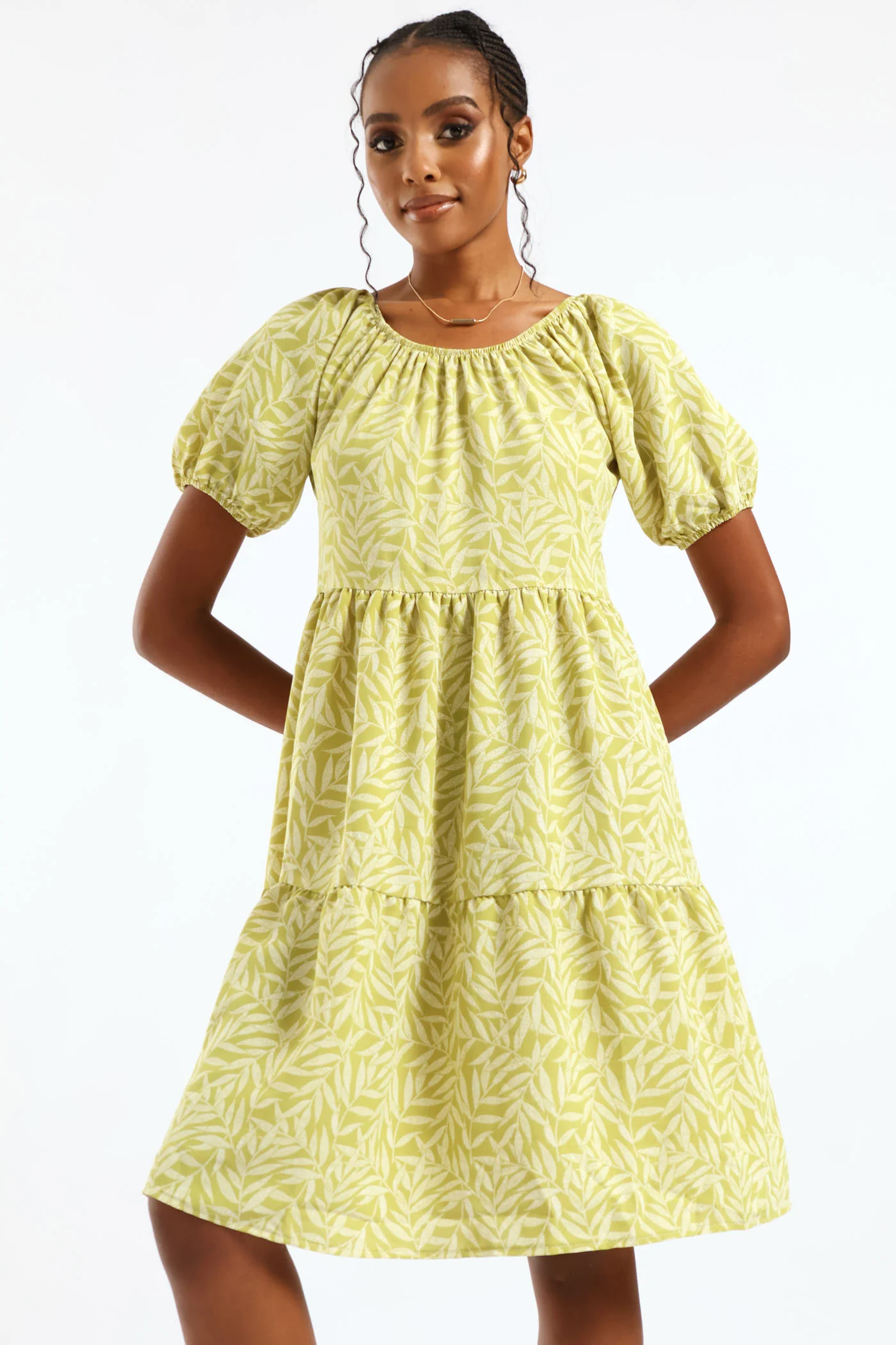 Tiered Gypsy Mini Dress - Fatigue/Stone - Image 2