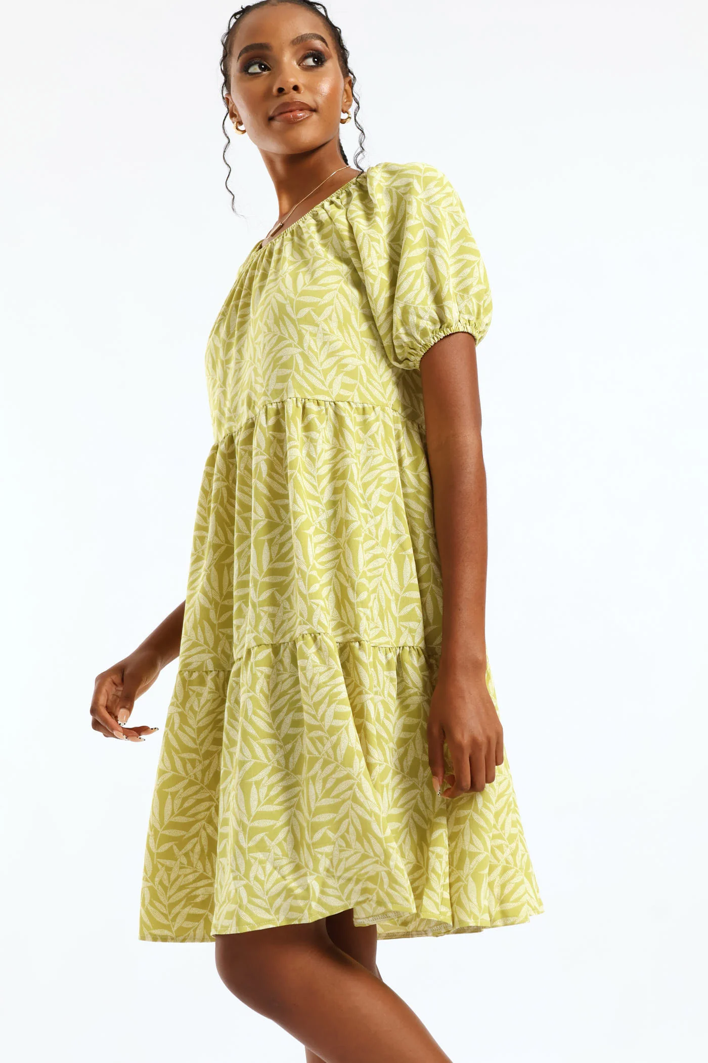 Tiered Gypsy Mini Dress - Fatigue/Stone - Image 3