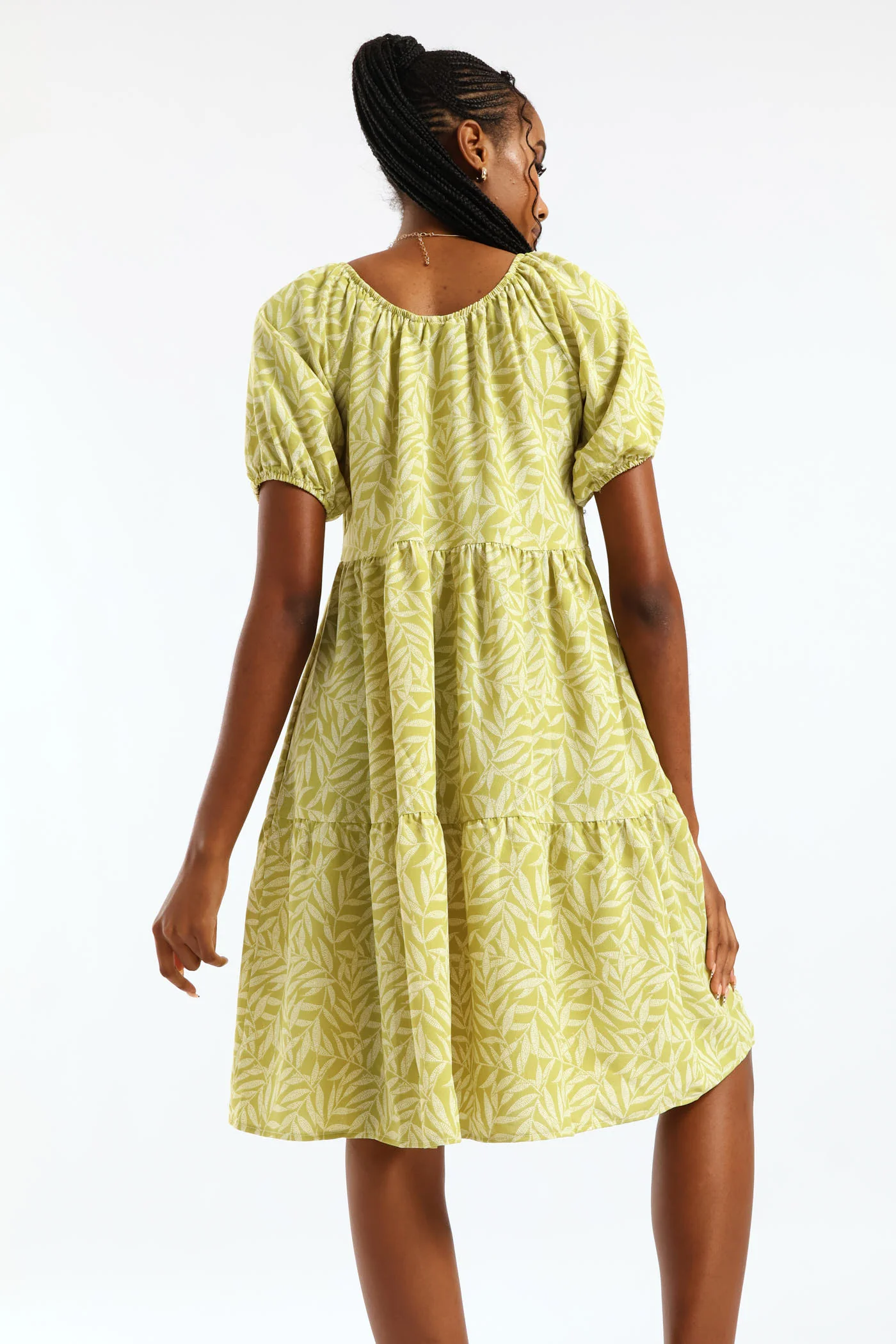 Tiered Gypsy Mini Dress - Fatigue/Stone - Image 4
