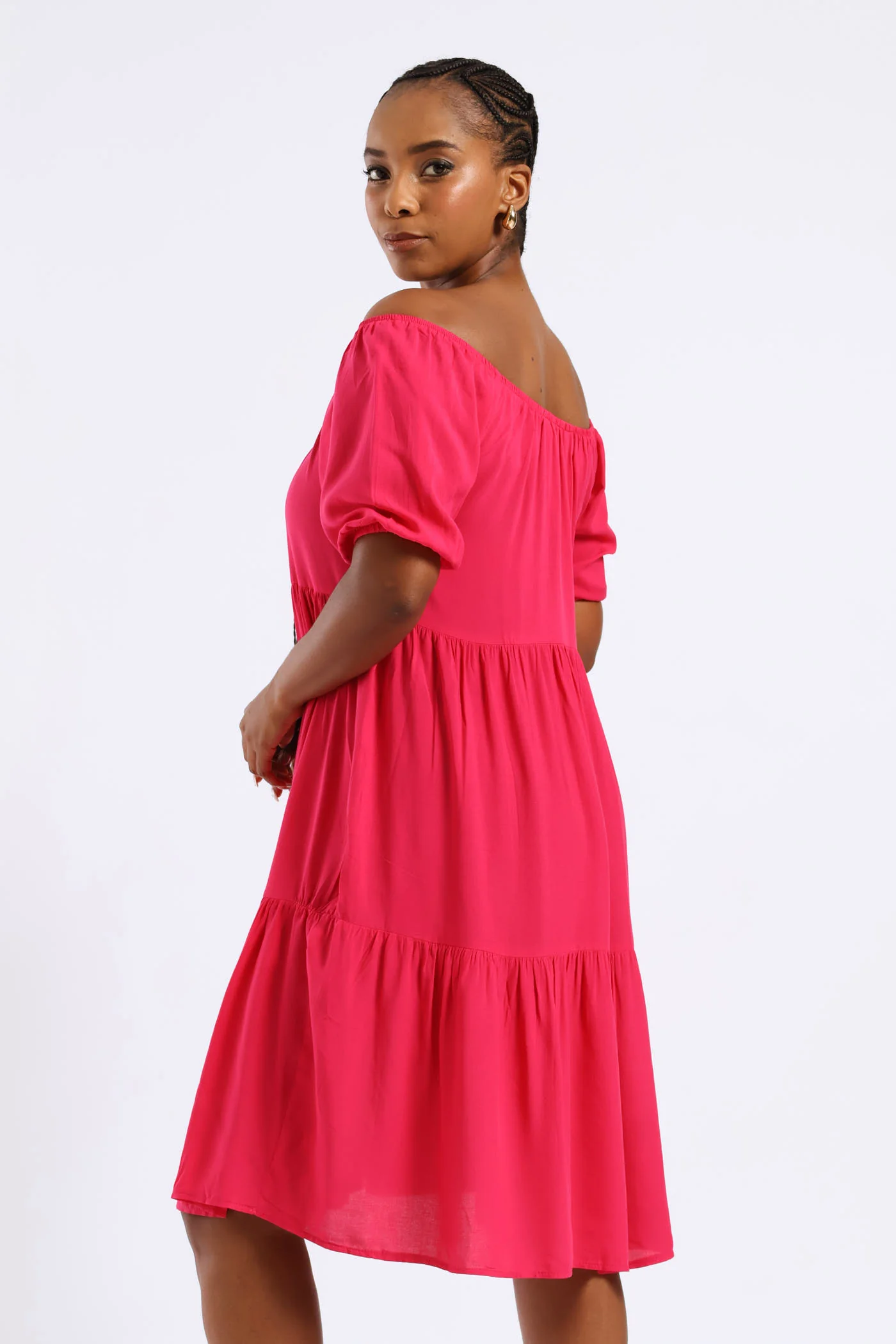 Tiered Gypsy Mini Dress - Magenta - Image 3
