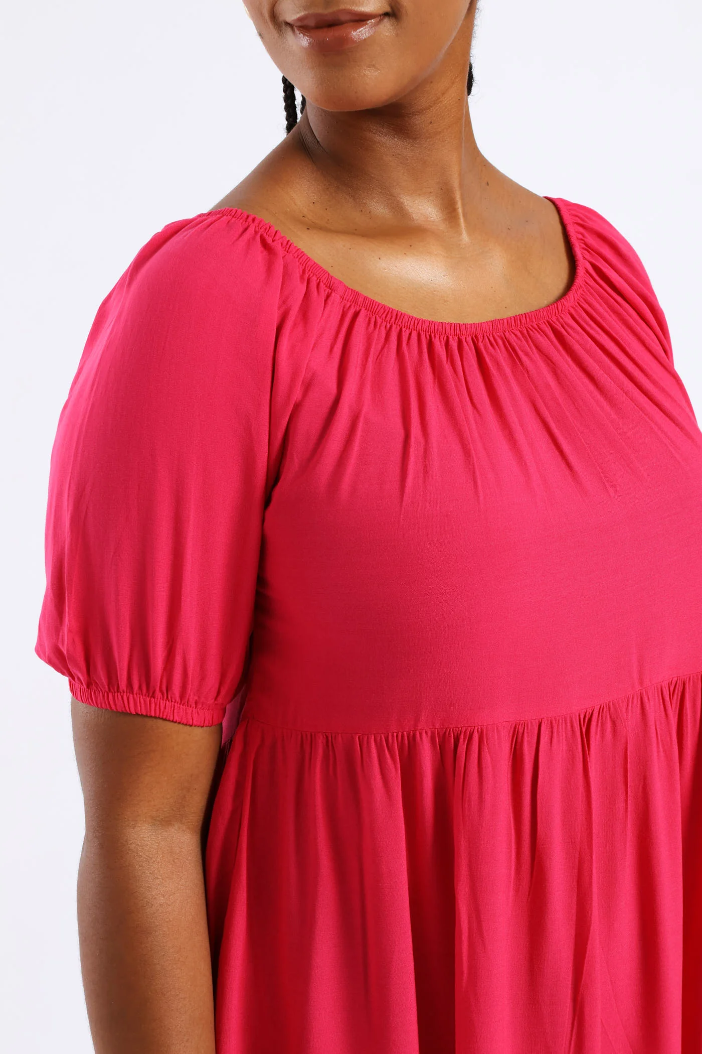 Tiered Gypsy Mini Dress - Magenta - Image 4