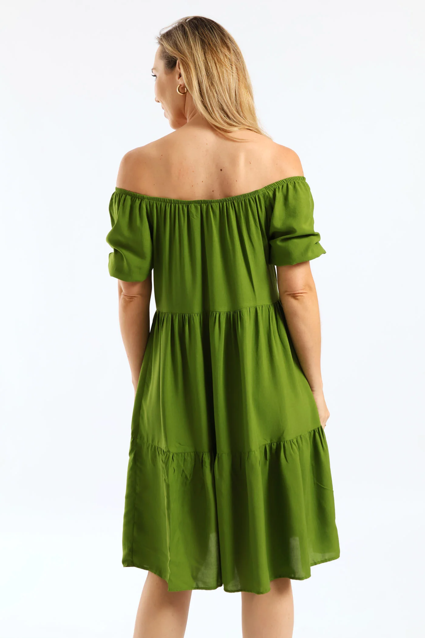 Tiered Gypsy Mini Dress - Seaweed Green - Image 4