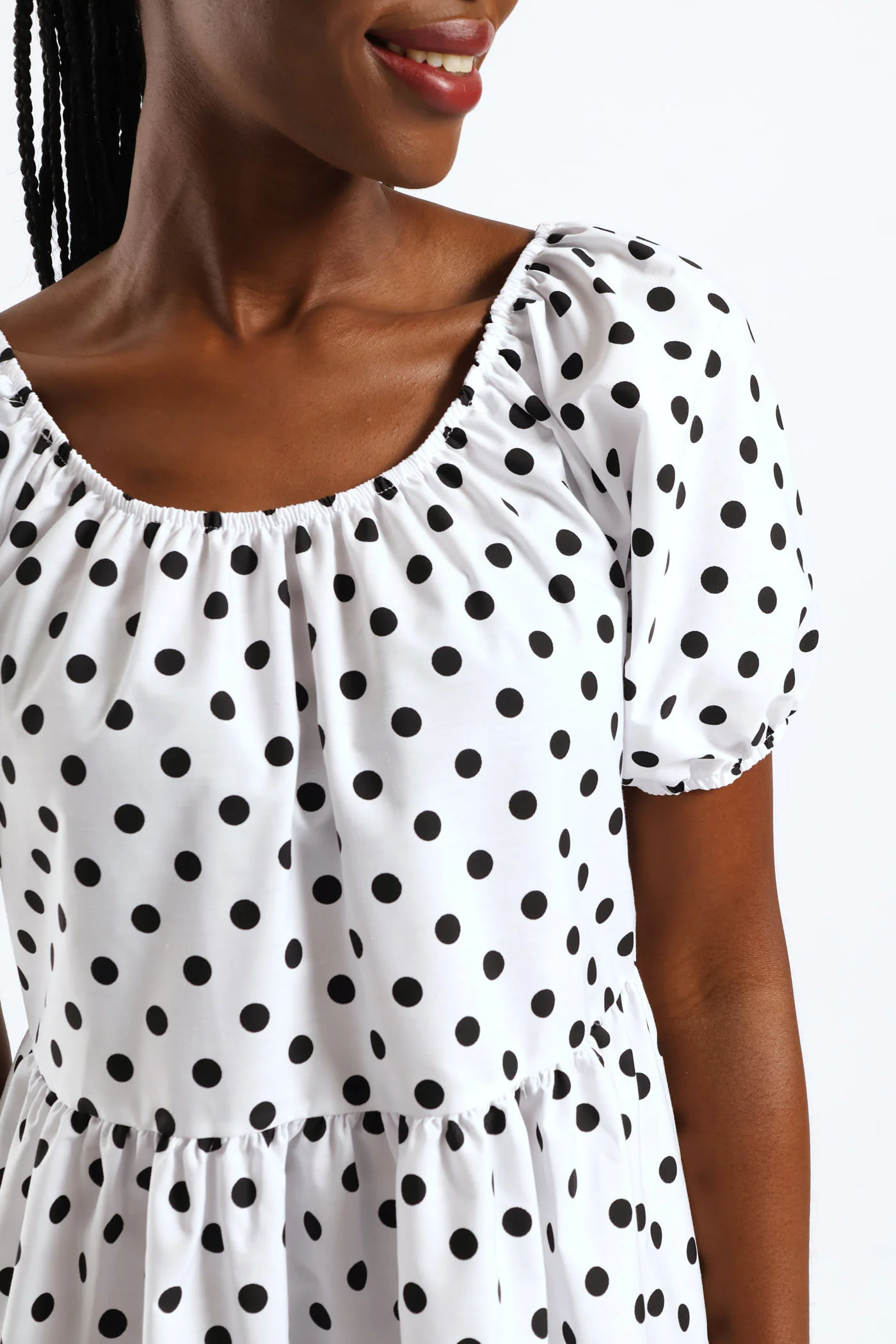 Tiered Gypsy Mini Dress - White/Black - Image 2