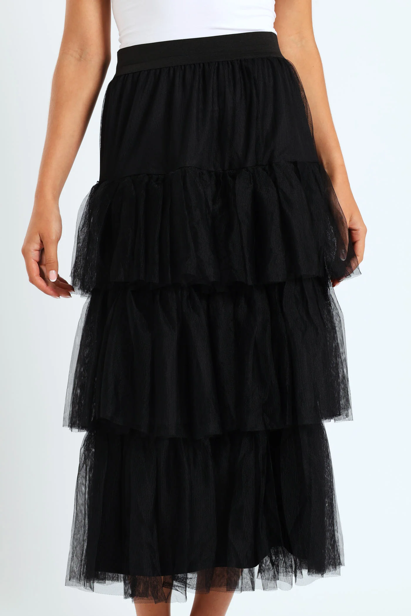 Tiered Rara Midi Skirt - Black - Image 4
