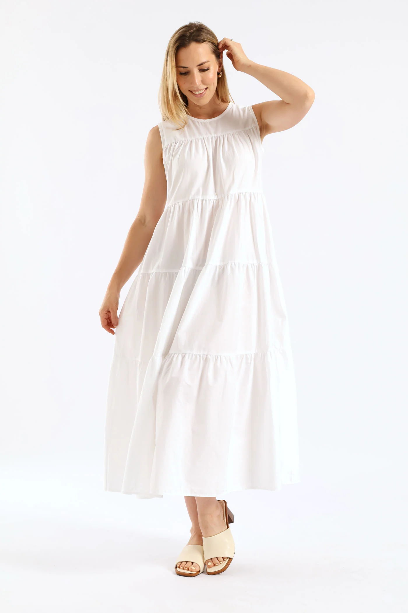 Tiered Volume Maxi Dress - White - Image 3