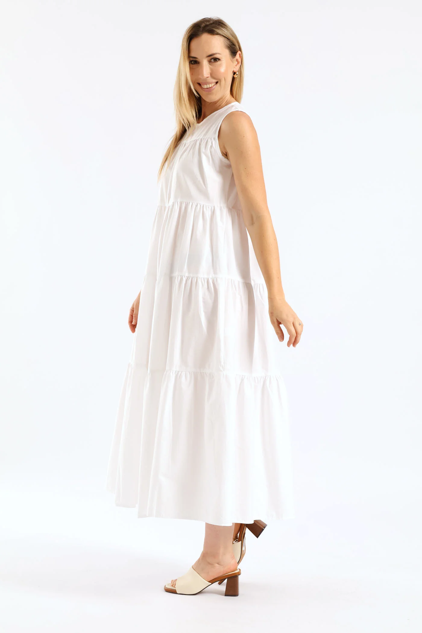 Tiered Volume Maxi Dress - White - Image 4