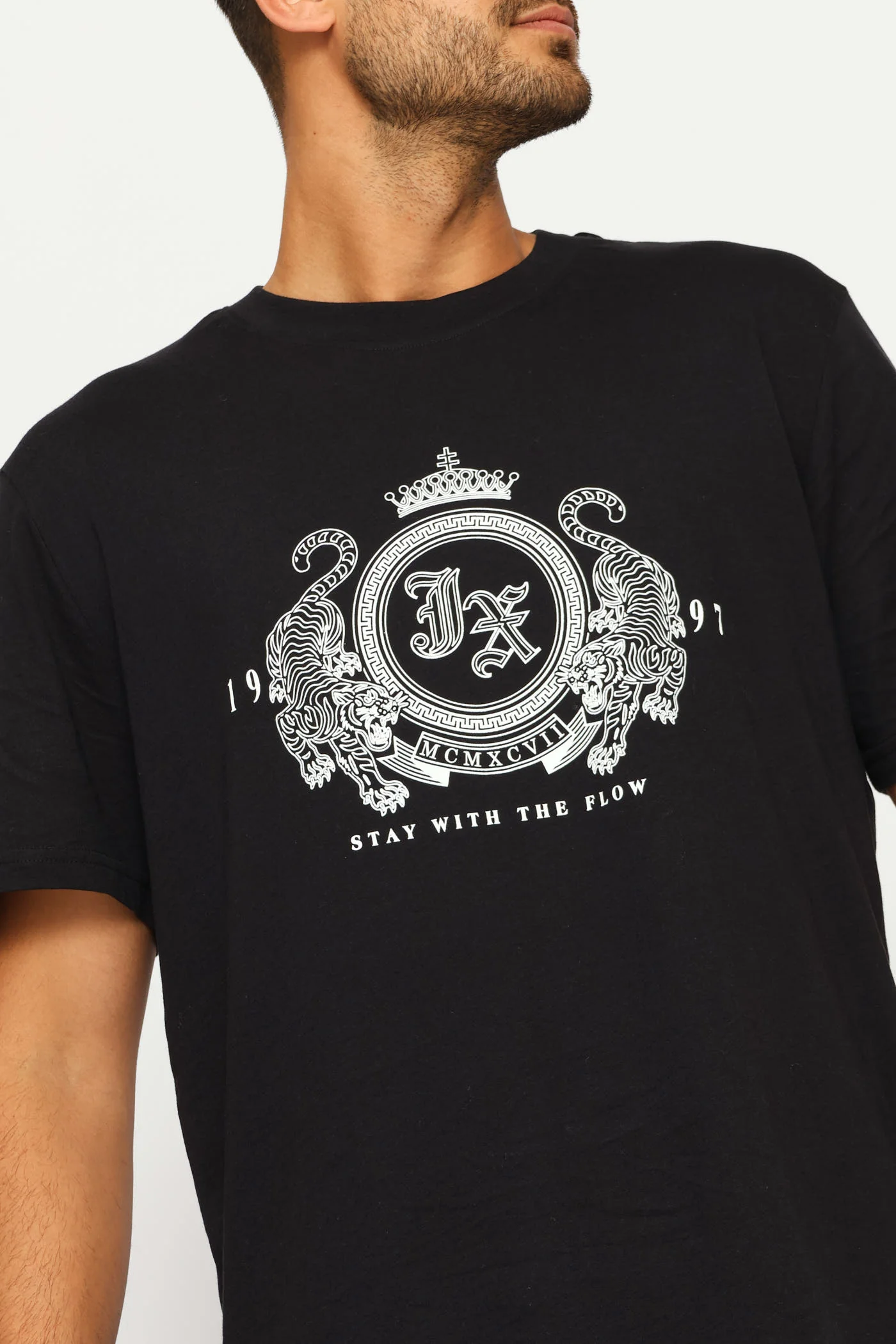 Tiger Front Chest Print Tee - Black - Image 2