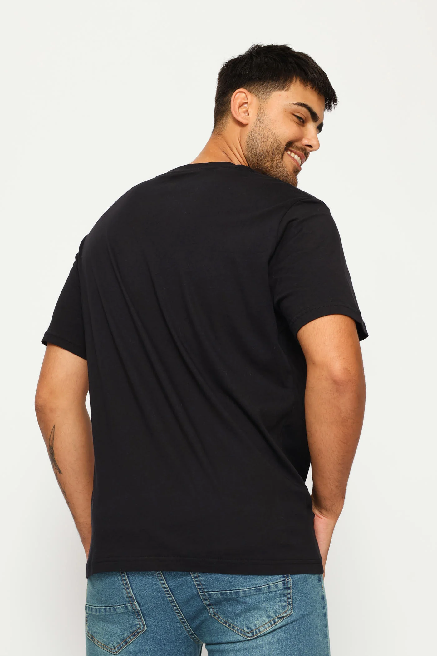 Tiger Front Chest Print Tee - Black - Image 5