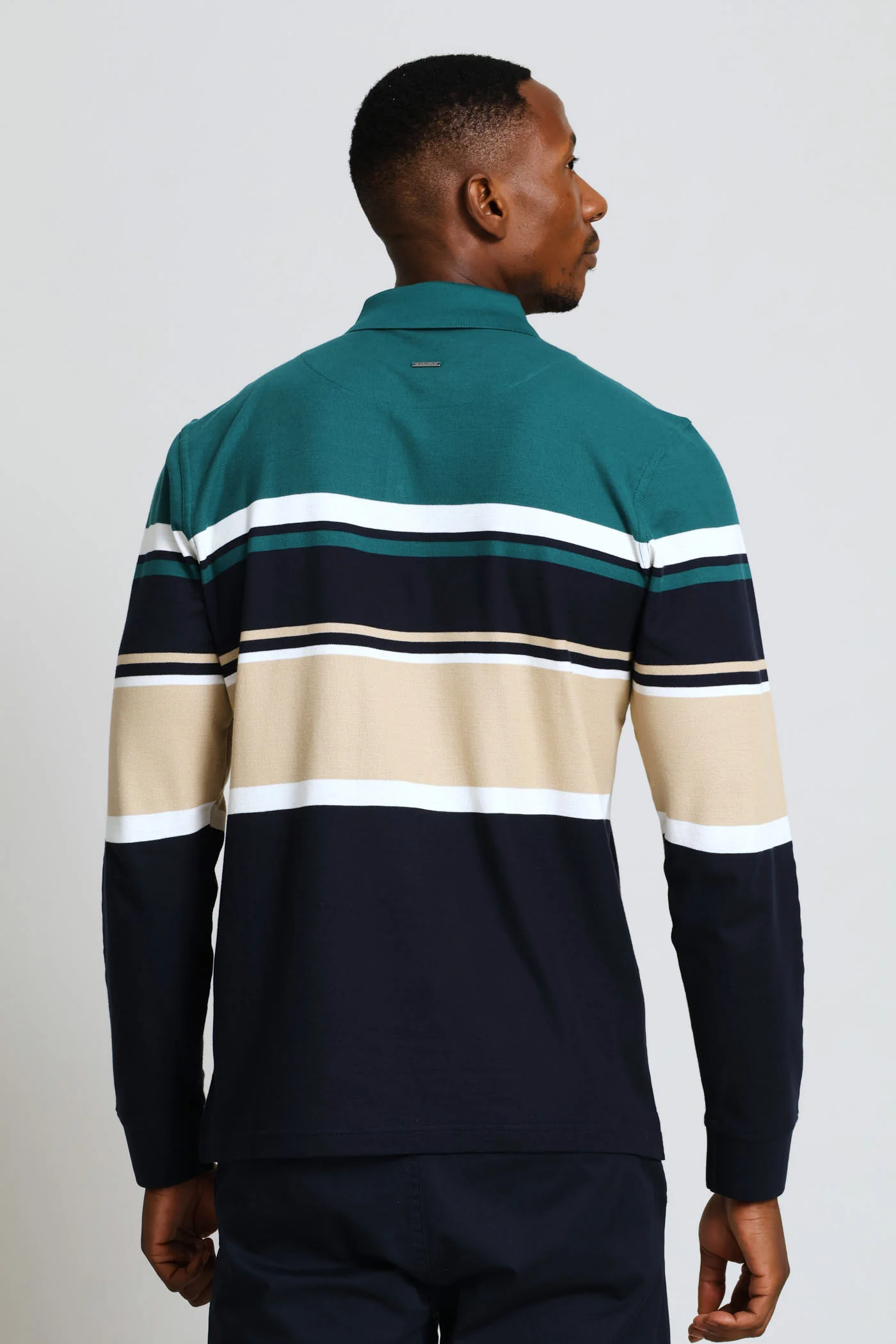 Tilston Stripe Long Sleeve Golfer - Green - Image 4
