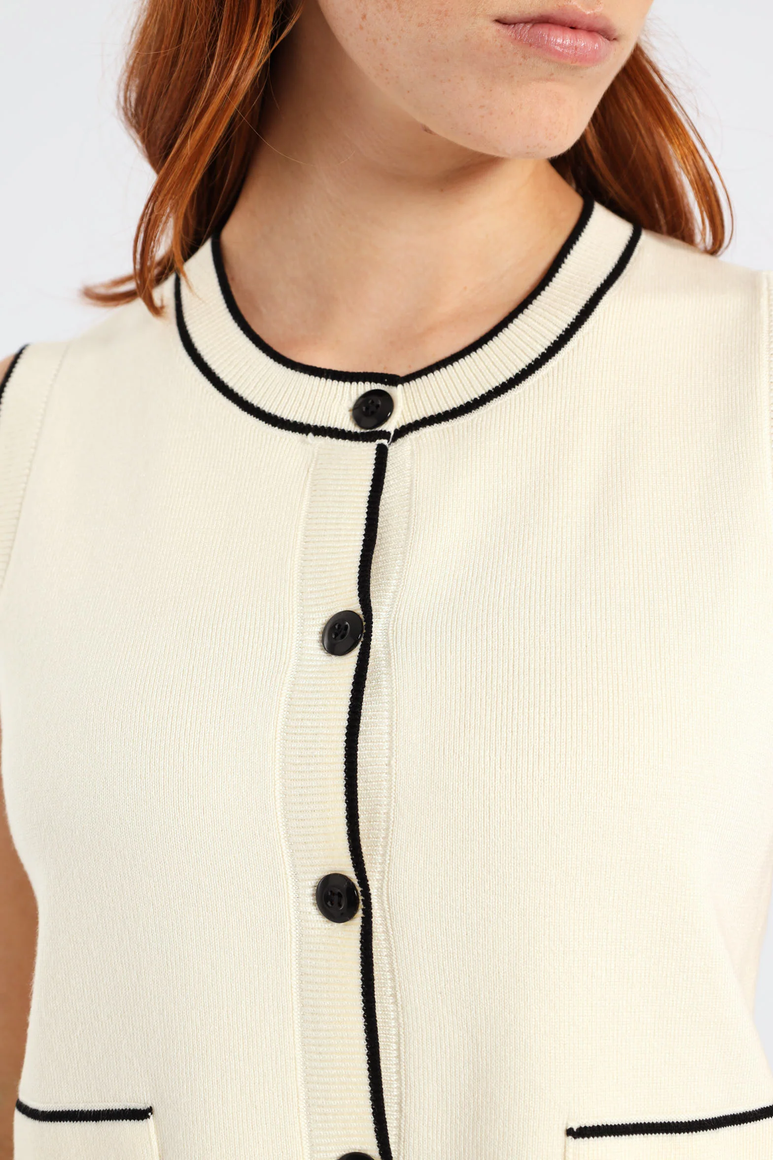 Tipped Cardigan - Cream - Image 4