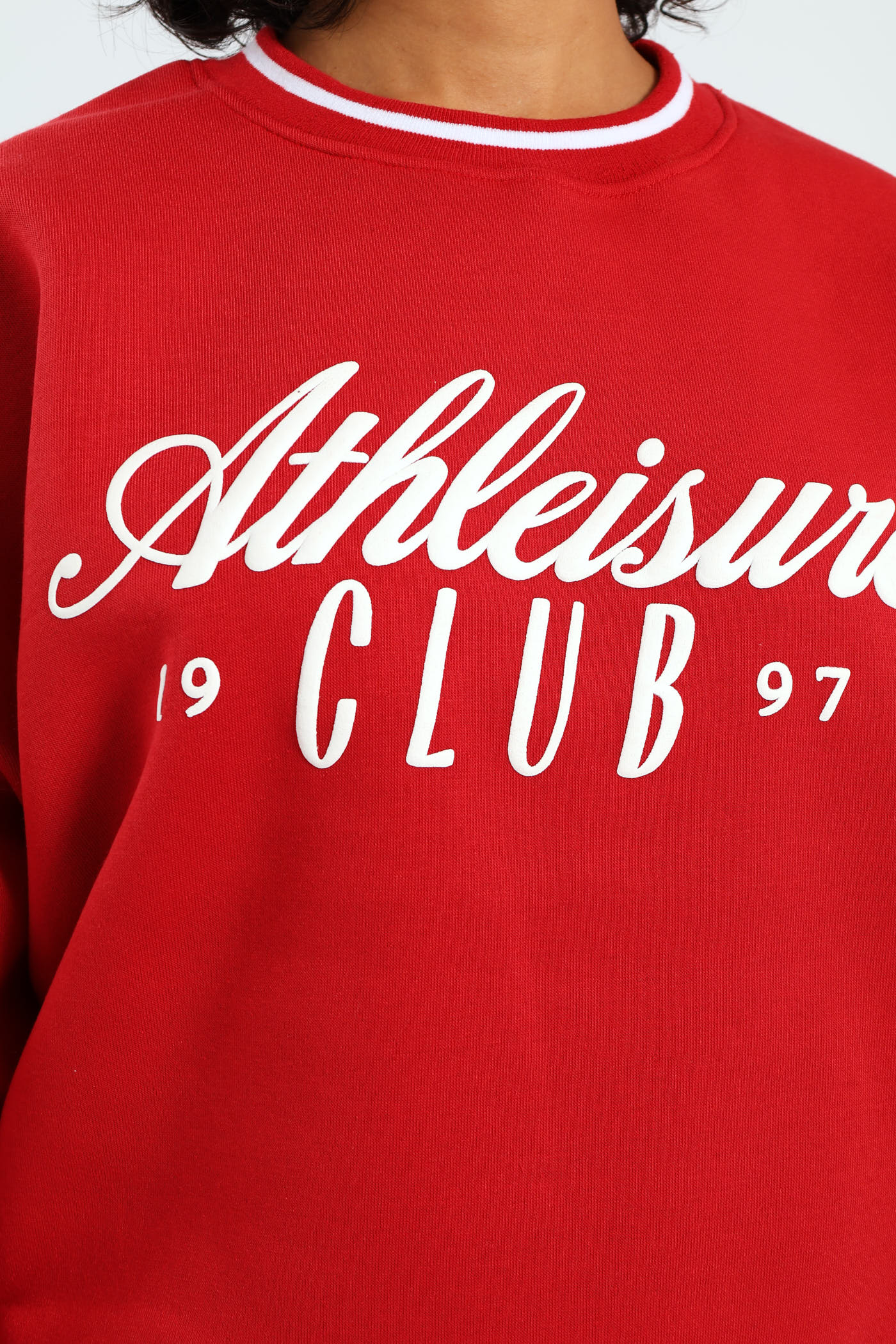 Tipped Crew Fleece Top - Red - Image 2