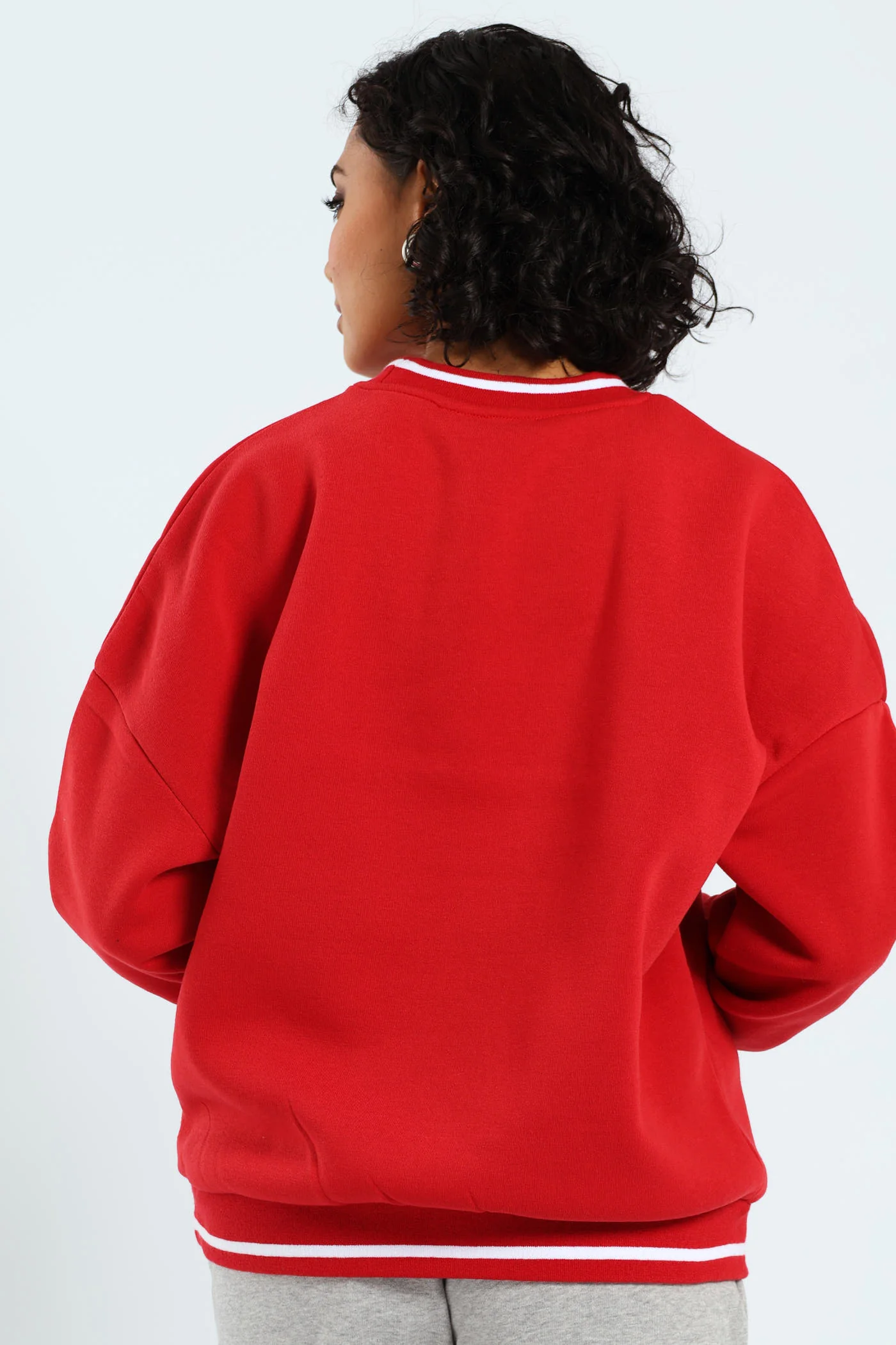 Tipped Crew Fleece Top - Red - Image 4