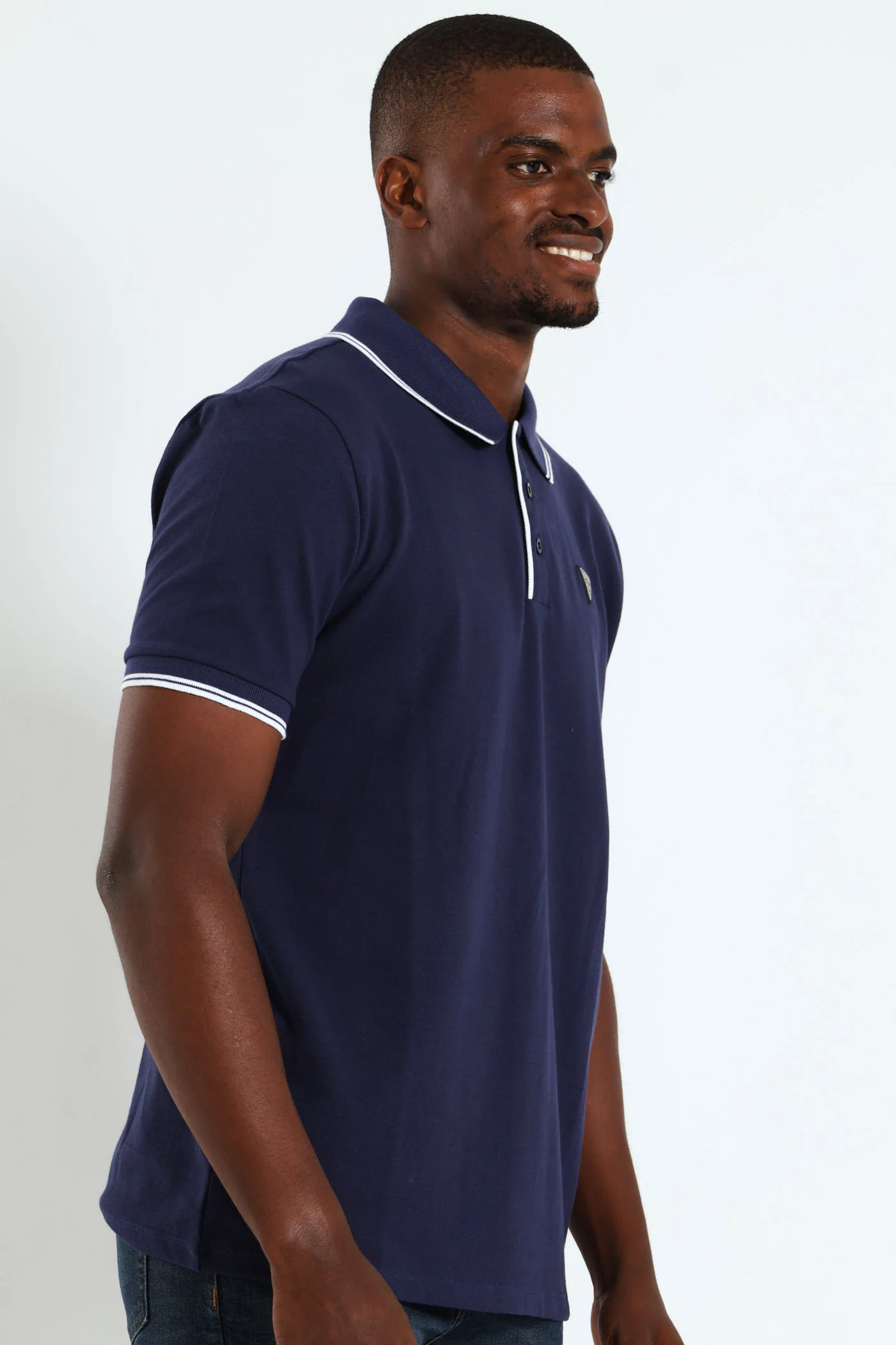 Tipped Polo Golfer - Navy - Image 2