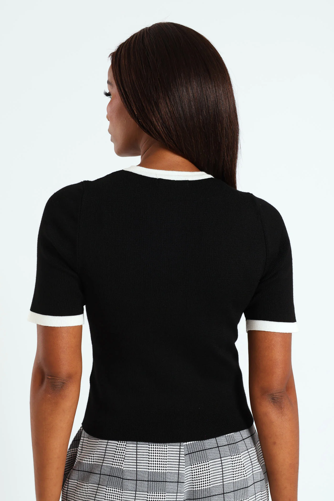 Tipped Pullover Top - Black - Image 3