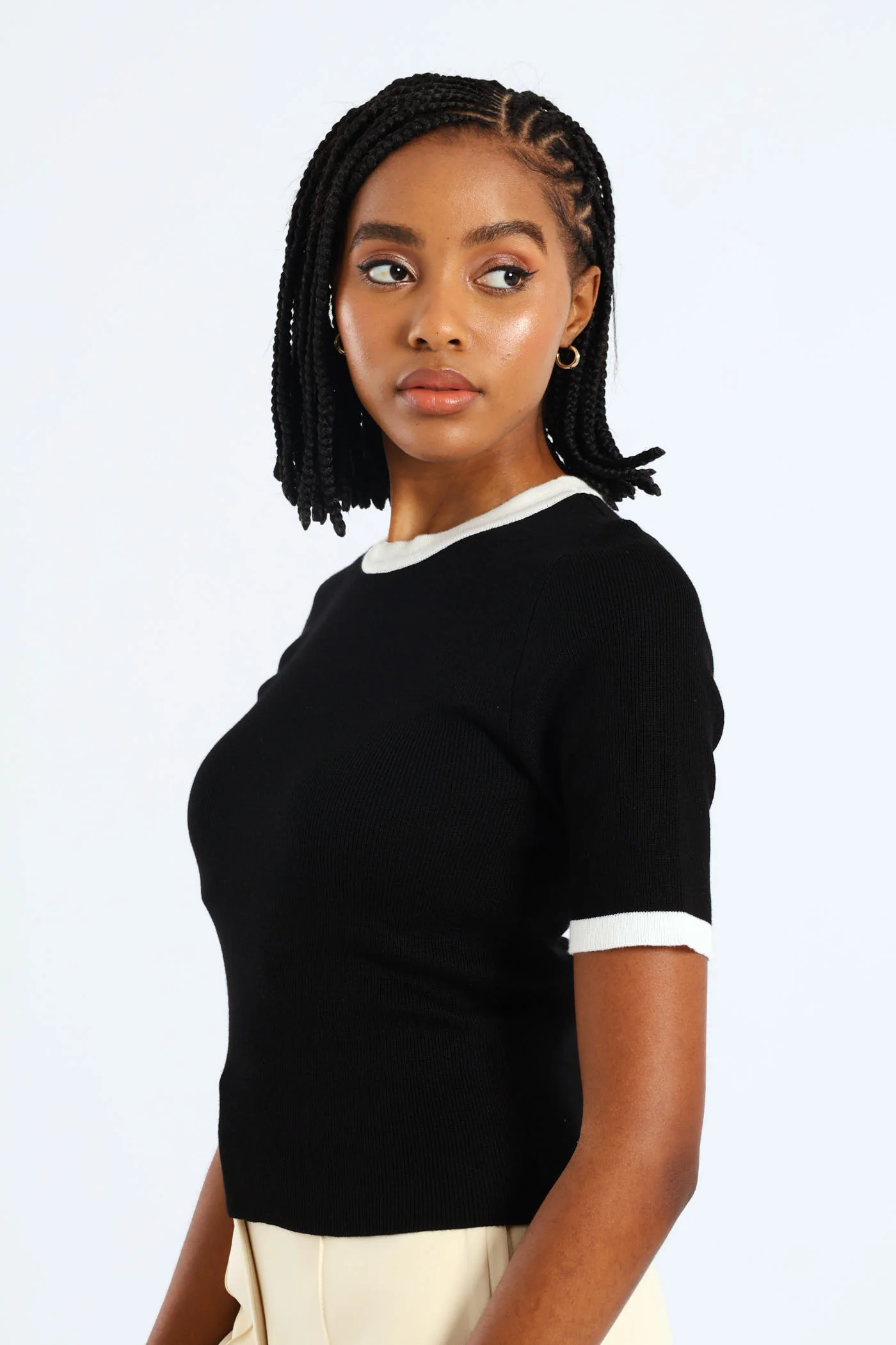 Tipped Pullover - Black/White - Image 2