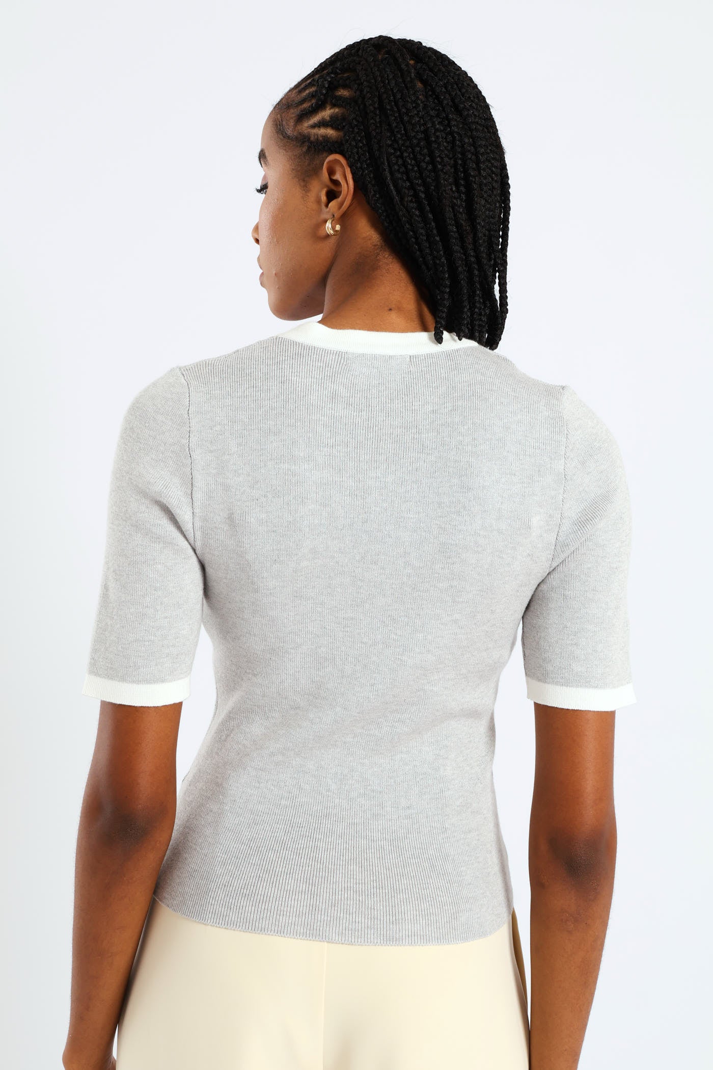 Tipped Pullover - Grey/White - Image 3