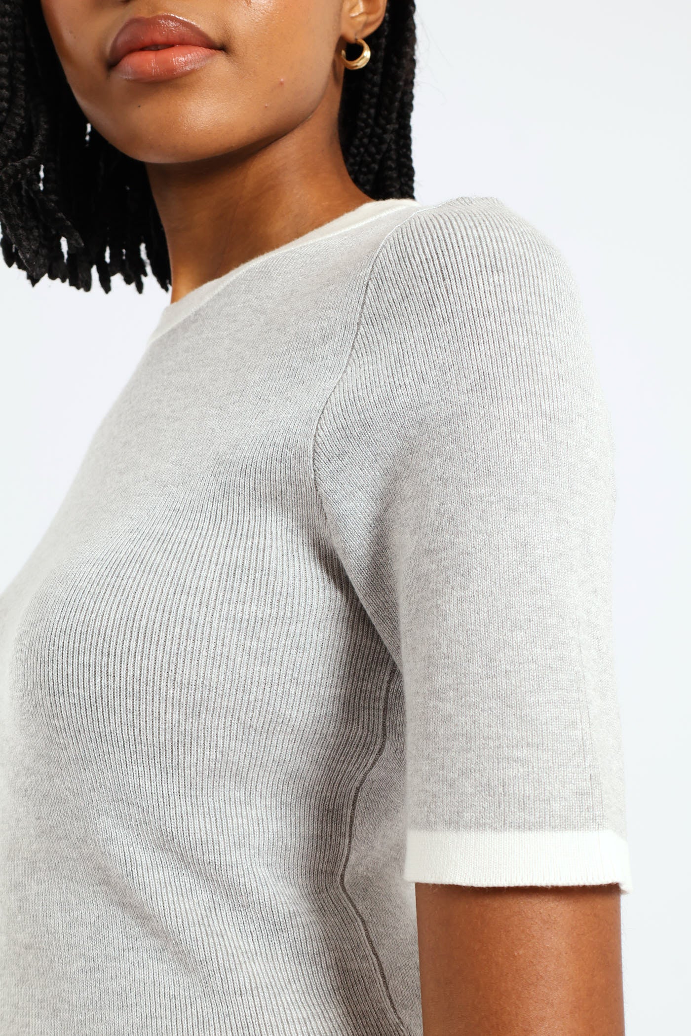 Tipped Pullover - Grey/White - Image 4