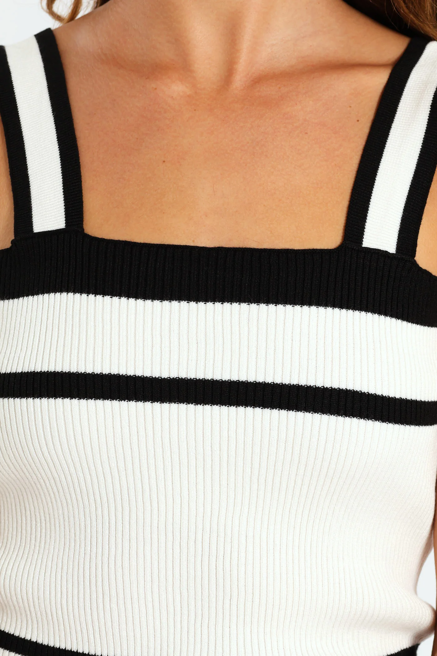 Tipped Strap Square Neck Tank - White - Image 5