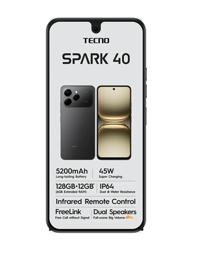 Spark 40 128GB 4G Dual Sim Cellphone - Black - Image 2