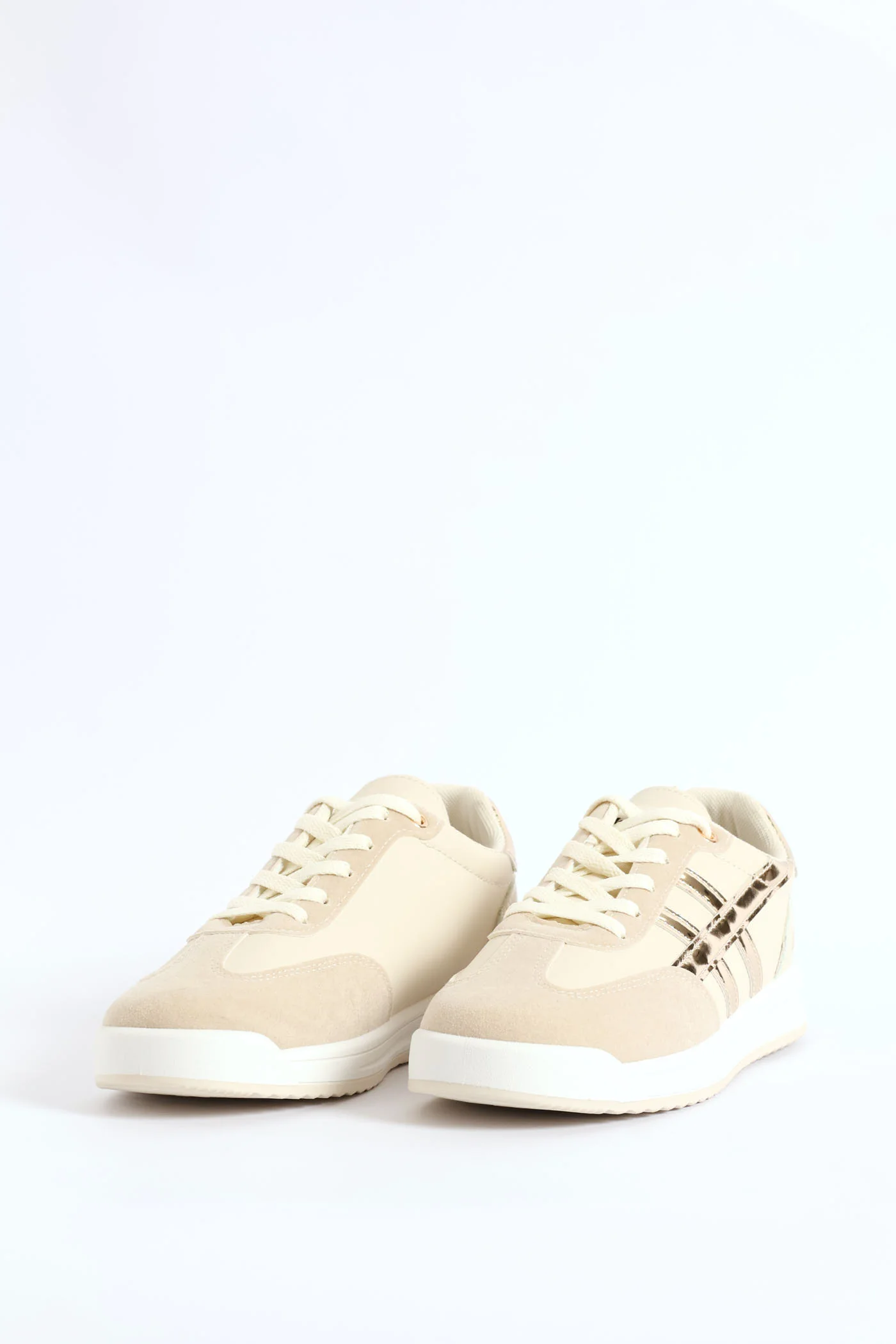 Toe Bumper Heel Print Lace Up Sneaker - Beige - Image 3