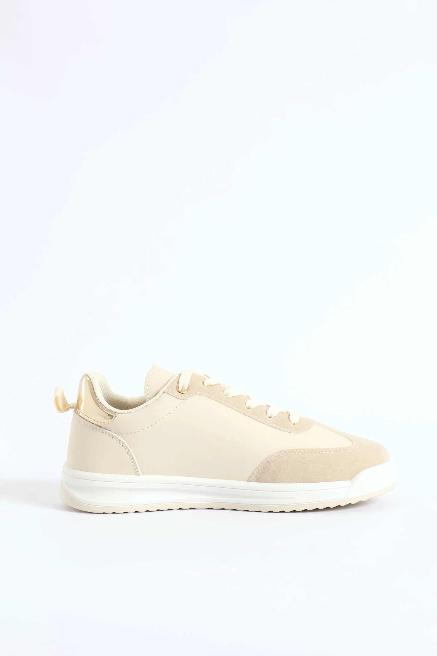 Toe Bumper Heel Print Lace Up Sneaker - Beige - Image 5