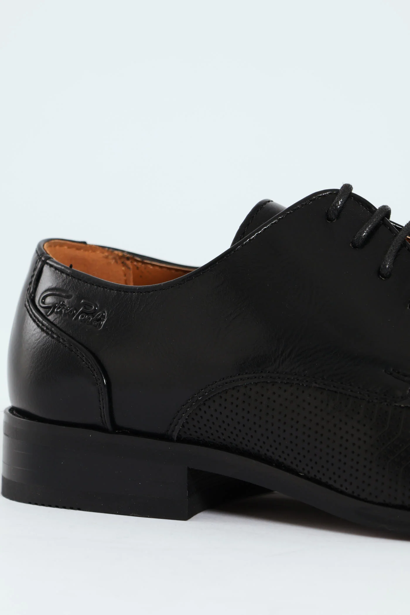 Toe Cap & Pin Punch Detail Derby Shoe - Black - Image 2