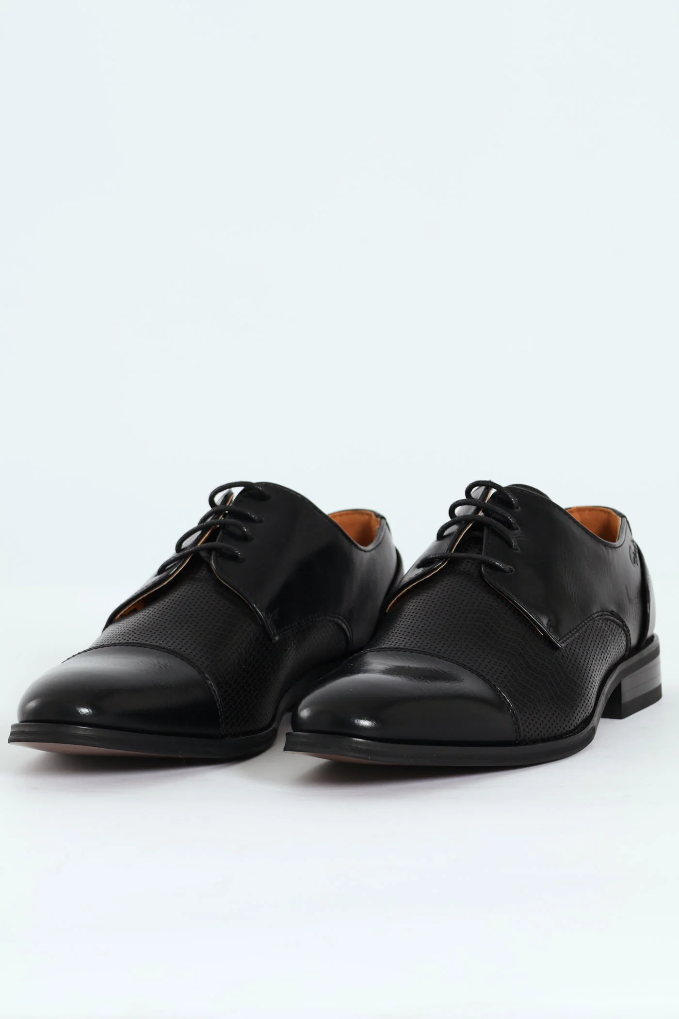 Toe Cap & Pin Punch Detail Derby Shoe - Black - Image 3