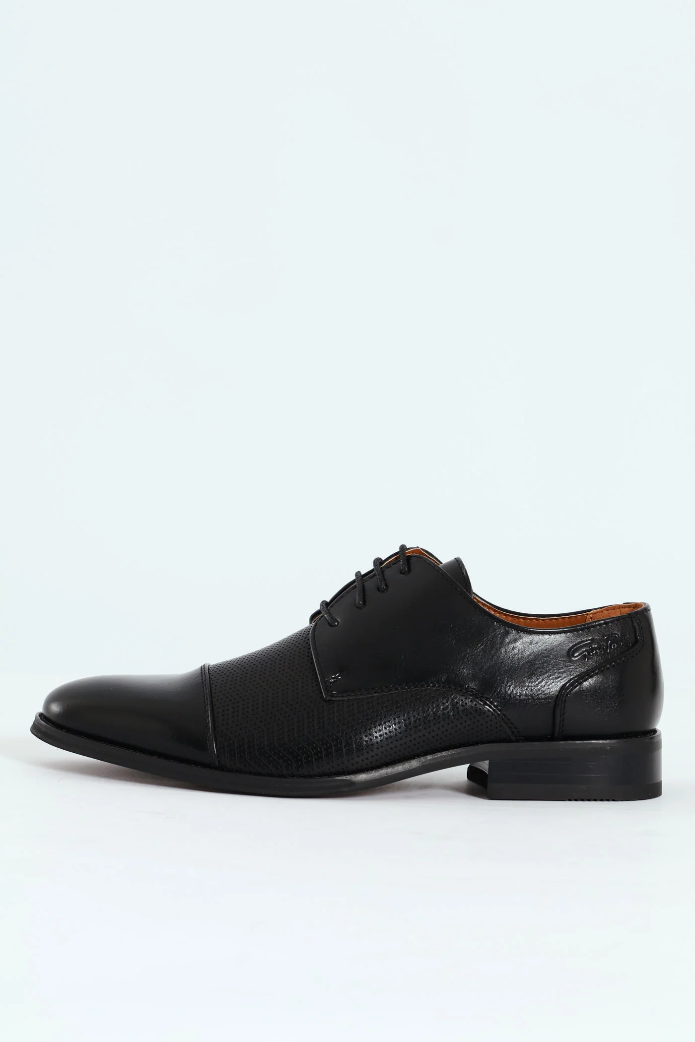 Toe Cap & Pin Punch Detail Derby Shoe - Black - Image 6