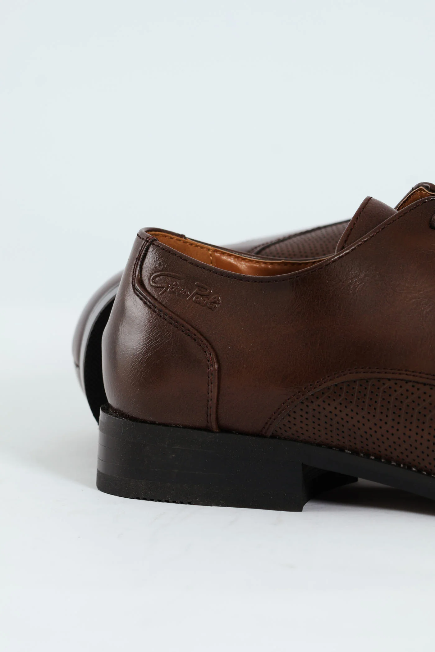 Toe Cap & Pin Punch Detail Derby Shoe - Brown - Image 2