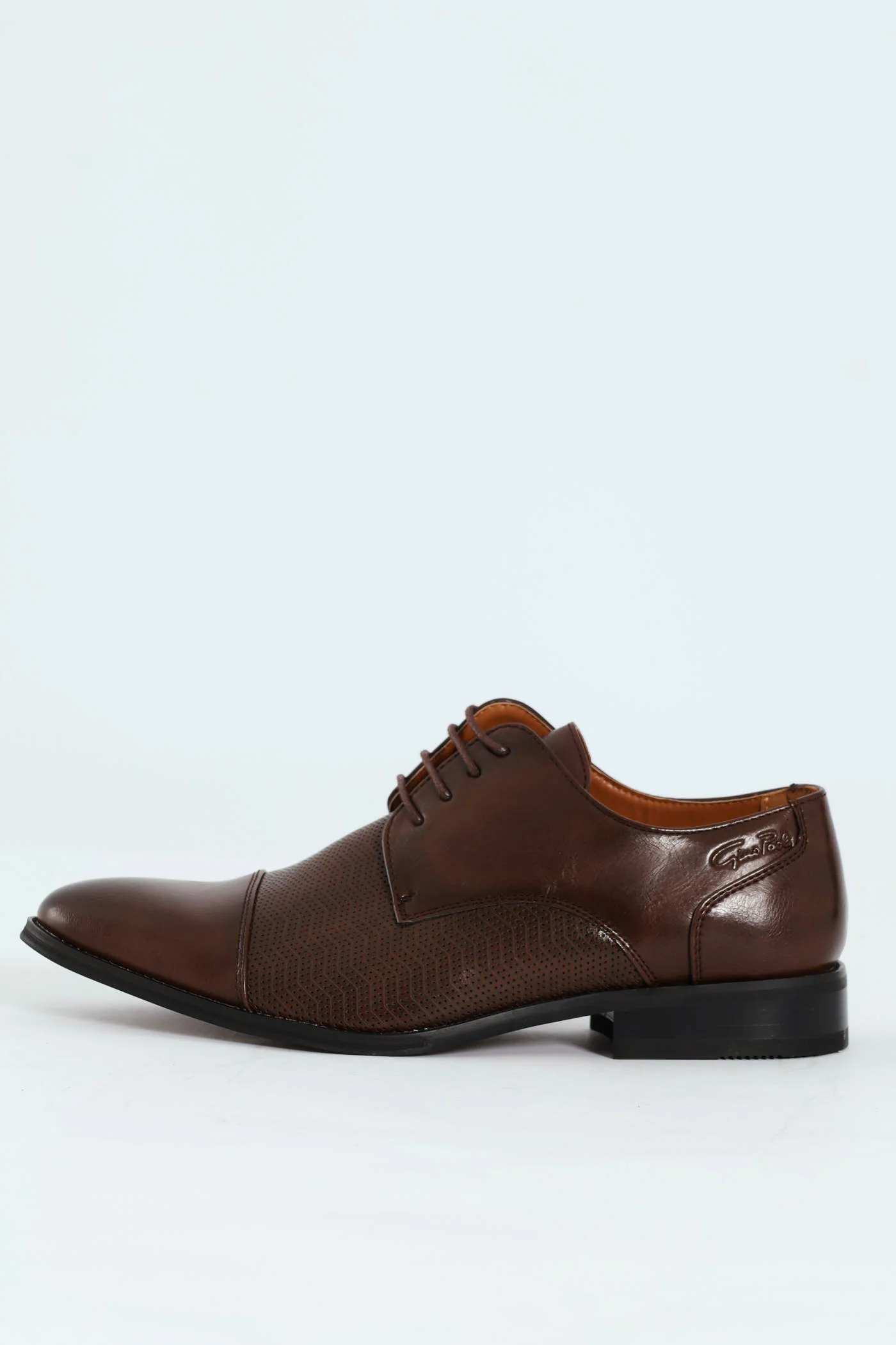 Toe Cap & Pin Punch Detail Derby Shoe - Brown - Image 6