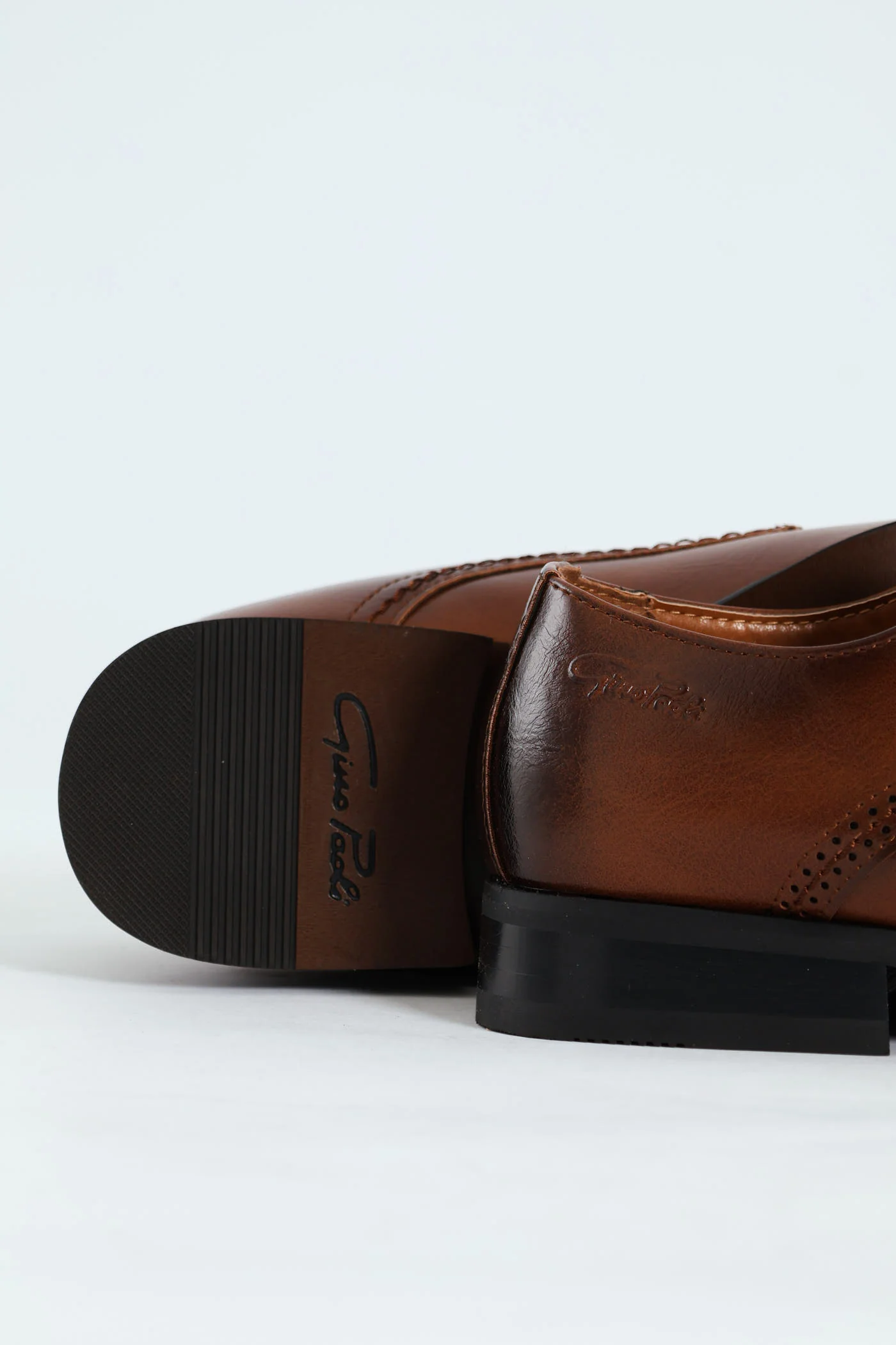 Toe Cap Stitch & Lazer Punch Derby Shoe - Tan - Image 7