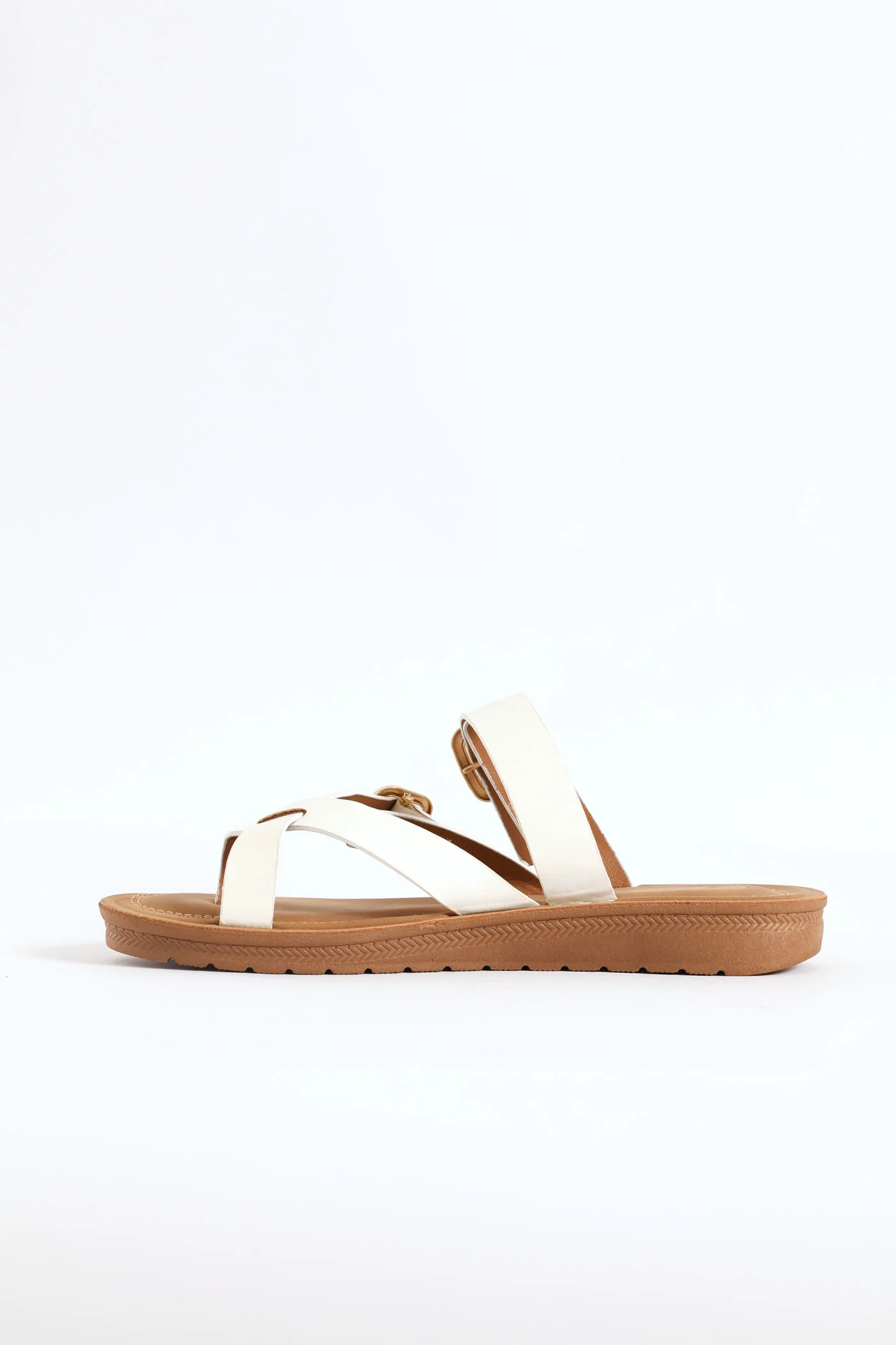 Toe Post & Buckle Detail Sandal - Off White - Image 2