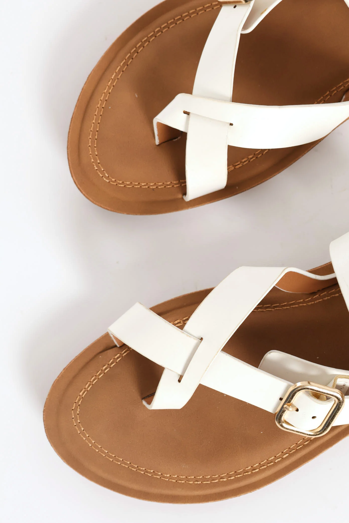 Toe Post & Buckle Detail Sandal - Off White - Image 3