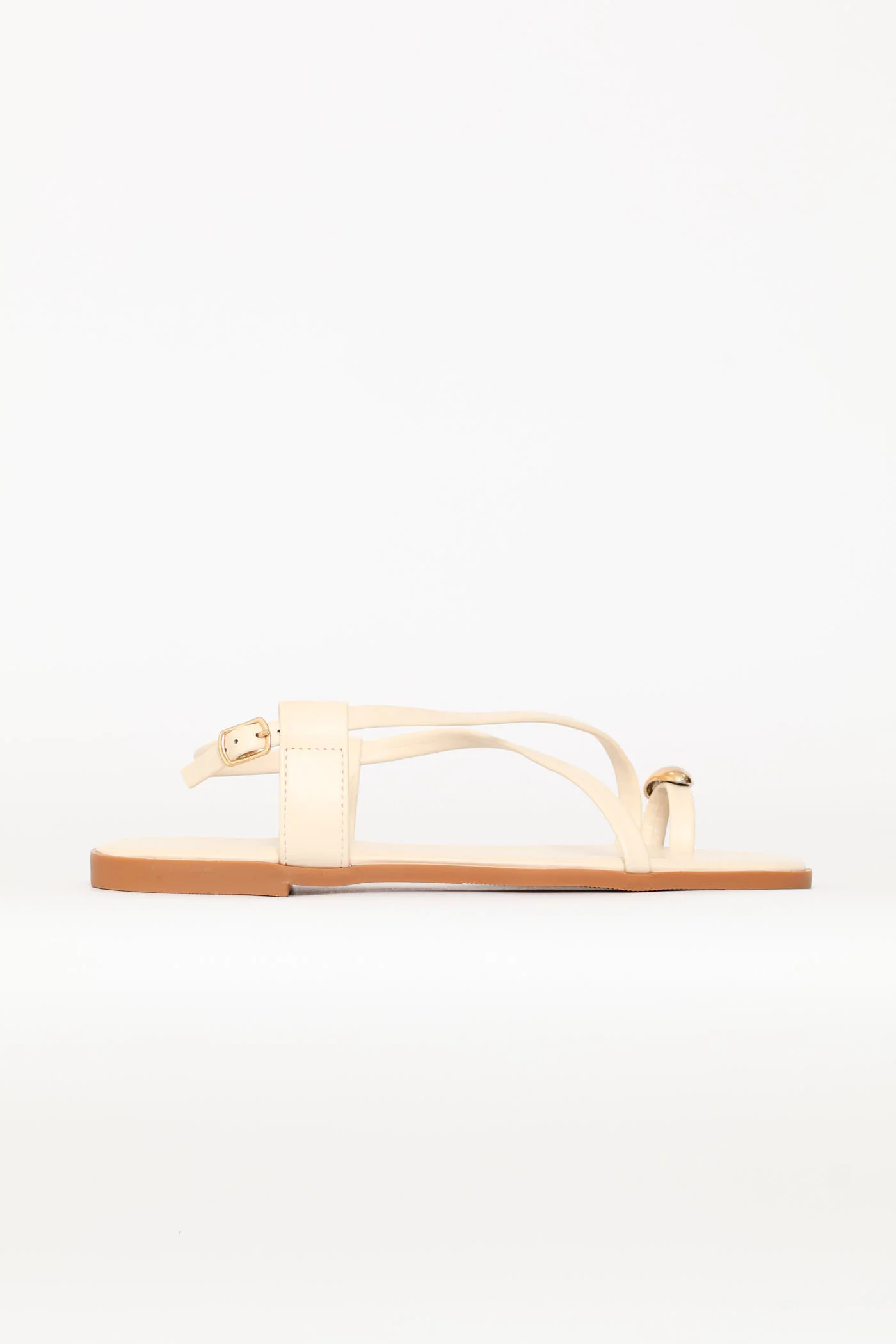 Crosstrap Detail Toe Post Sandal - Off White - Image 4